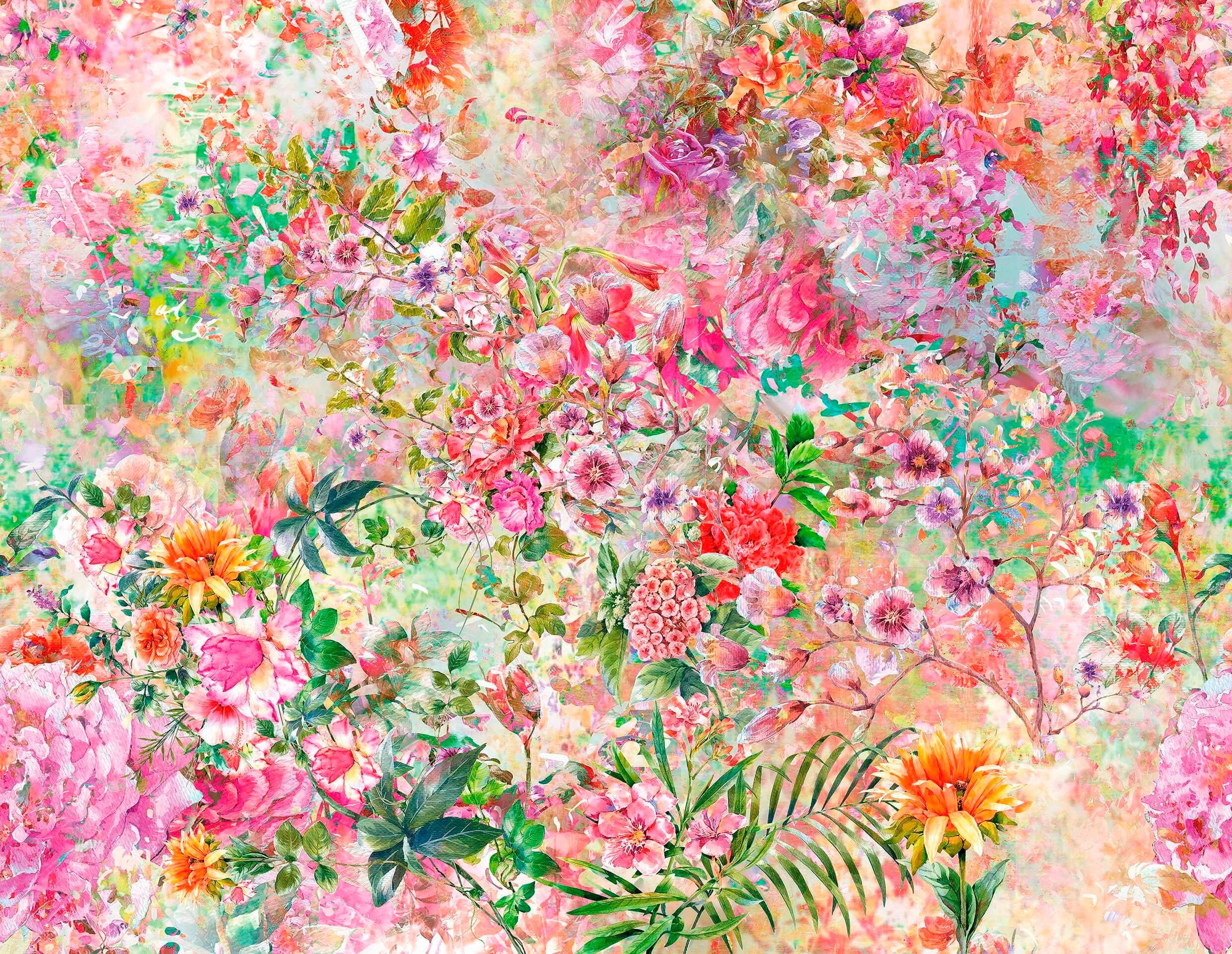 living walls Fototapete Flower Power, glatt, Motiv, abstrakt, naturalistisch, Tapete Natur Tapeten Wohnzimmer Schlafzimmer Küche Flur Design Optik