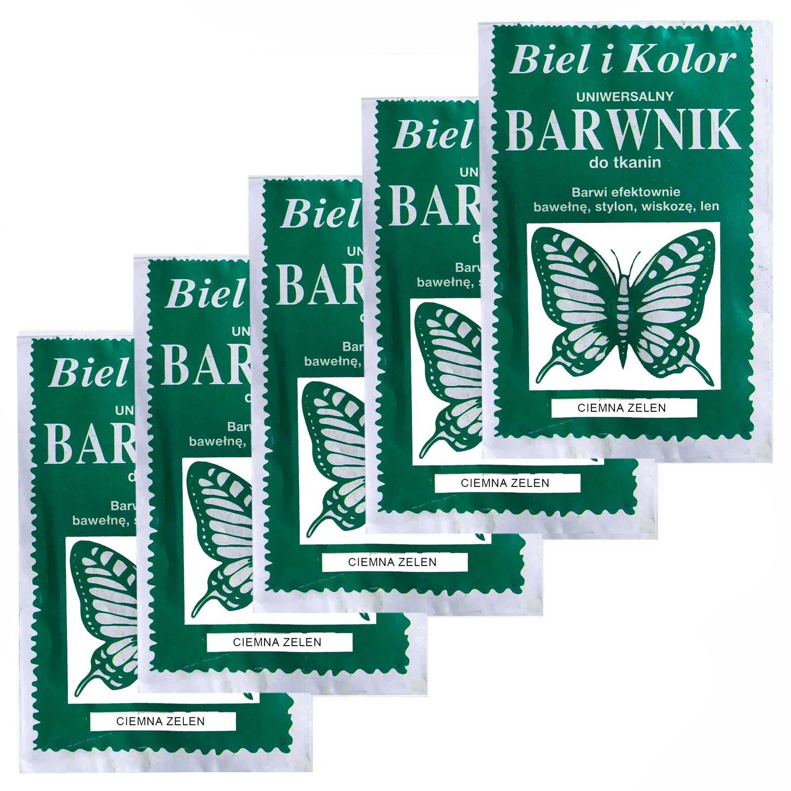 maDDma Kreativset 5 x 10g Batikfarbe Textilfarbe Stofffarbe färben, bitte Farbmix wählen, dunkelgrün