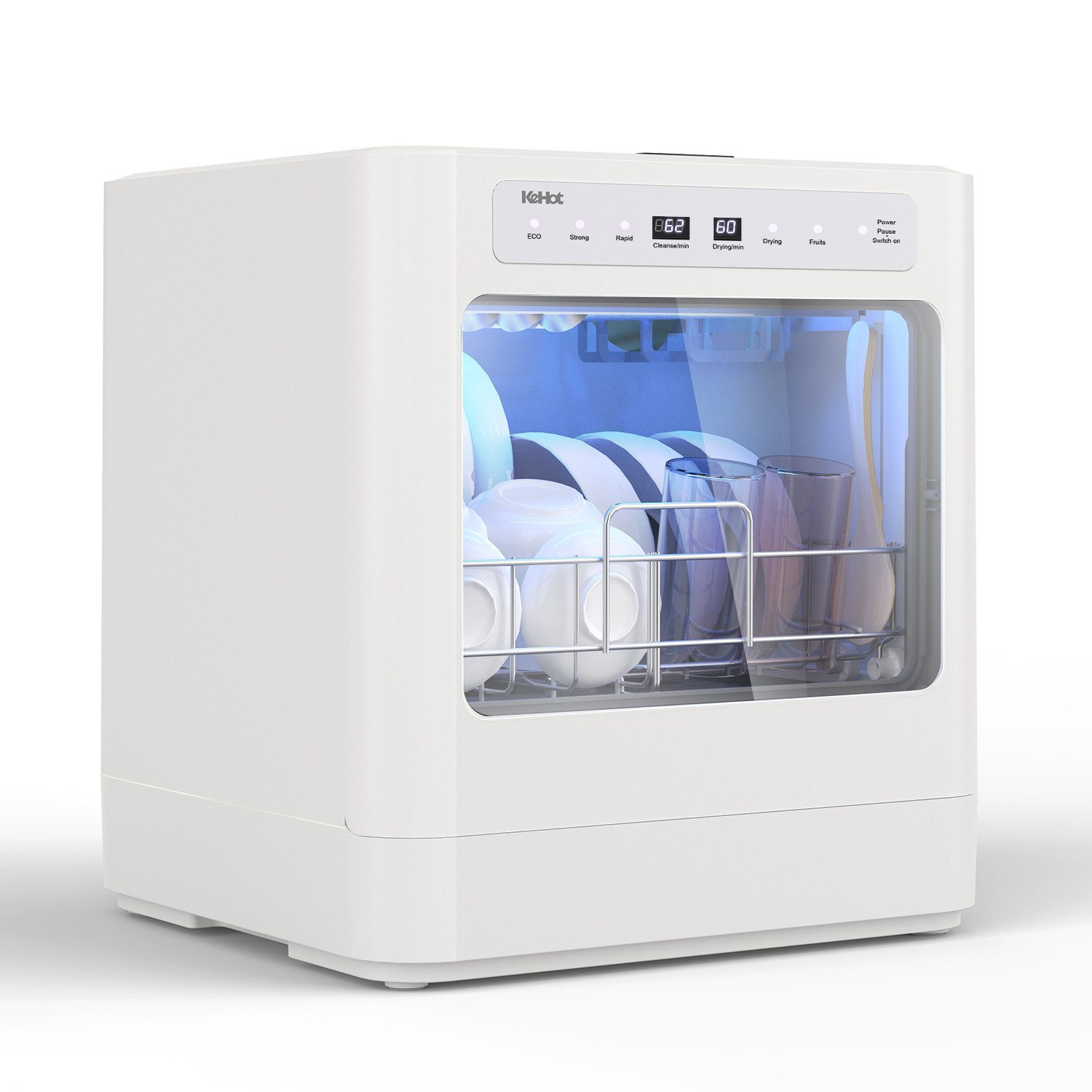 oyajia Tischgeschirrspüler Mini Geschirrspüler mit 4 Spülprogramme, Hochtemperatur-Trocknung E401-802, 9,9 l, Geeignet für Hausküchen, Wohnungen, Schlafsäle und Wohnmobile