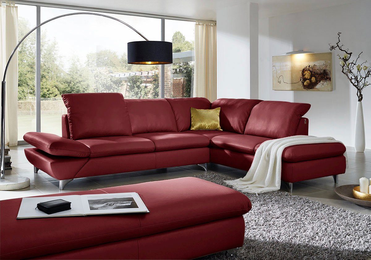 W.SCHILLIG Ecksofa Taoo, elegant und zeitlos, bequem, L-Form, Breite 296cm, mit Sitziefenverstellung & Kopfteilverstellung