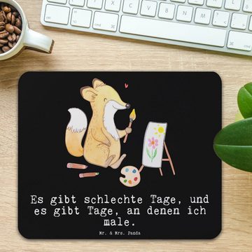 Mr. & Mrs. Panda Mauspad Fuchs Malen - Schwarz - Geschenk, Gewinn, Künstler, Dankeschön, Dank (1-St), rutschfest