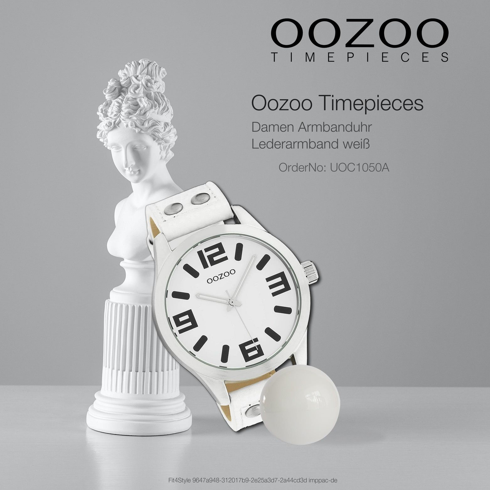 Damen Fashion-Style OOZOO C1050, groß 46mm) Quarzuhr Lederarmband, rund, Armbanduhr Damenuhr Timepieces (ca. extra Oozoo