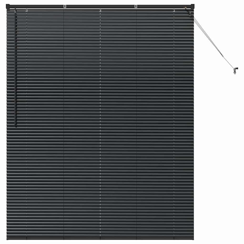 vidaXL Jalousie Fensterjalousie mit Vorhängen Schwarz Aluminium