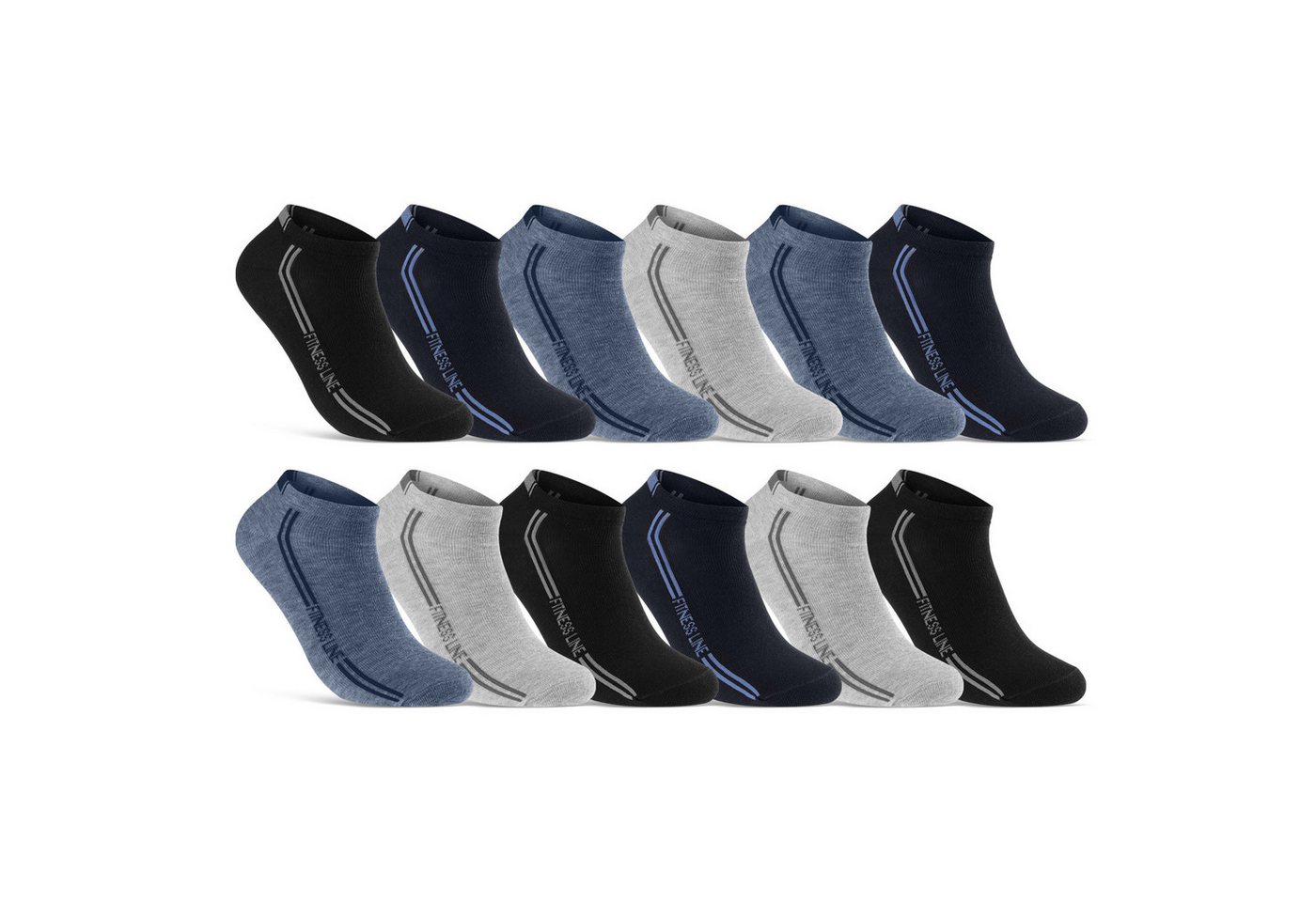 sockenkauf24 Sneakersocken 8, 12 oder 20 Paar Sneaker Socken SPORT (12-Paar) Socken Damen & Herren Sportsocken - WP