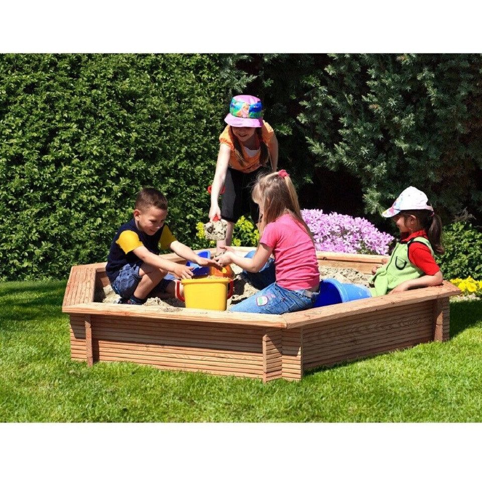 Gartenpirat Sandkasten aus Lärchenholz Sandkasten 6-eckig günstig online kaufen