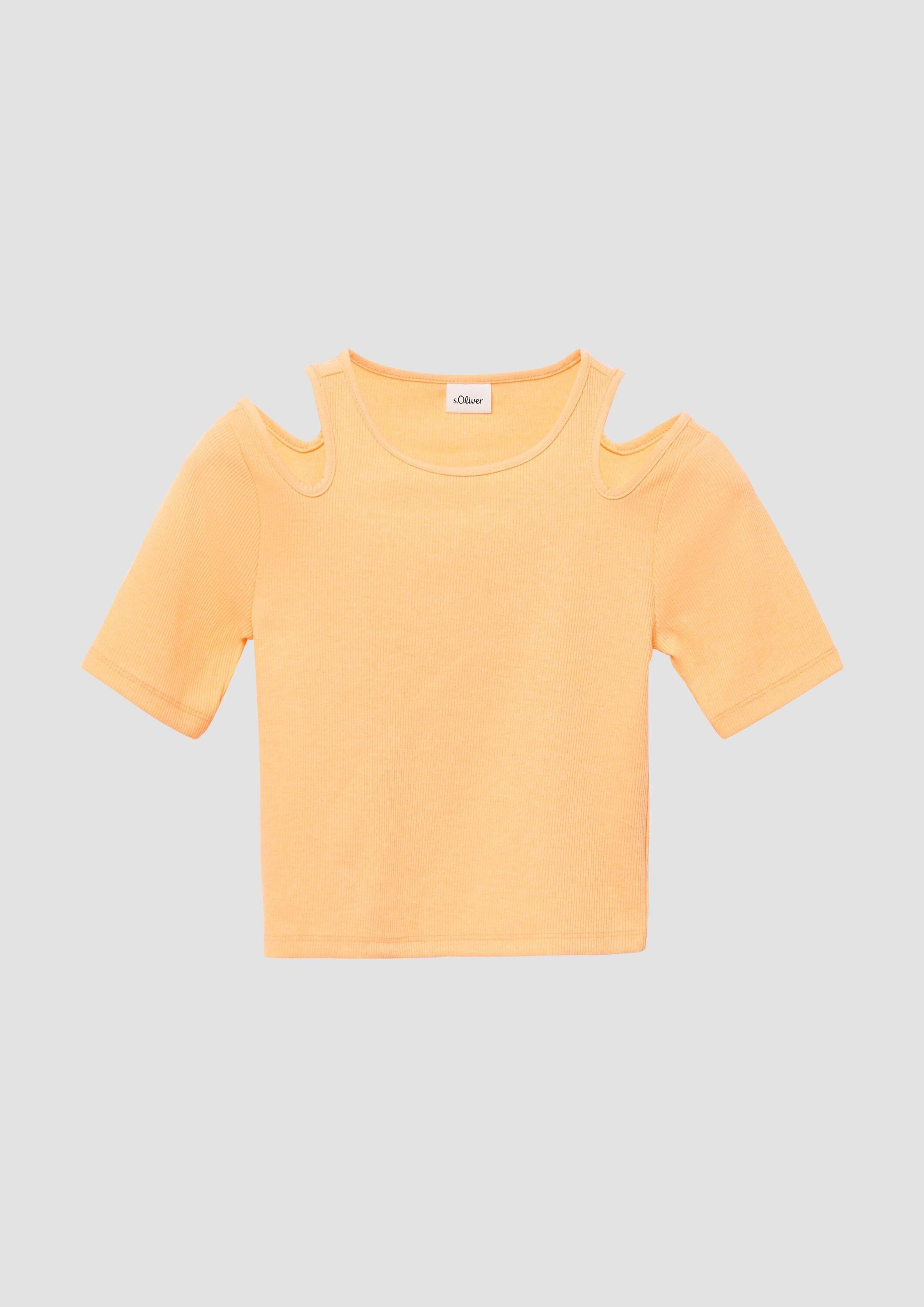 s.Oliver Kurzarmshirt T-Shirt T-Shirt im Slim Fit aus Rippware mit Cut-outs