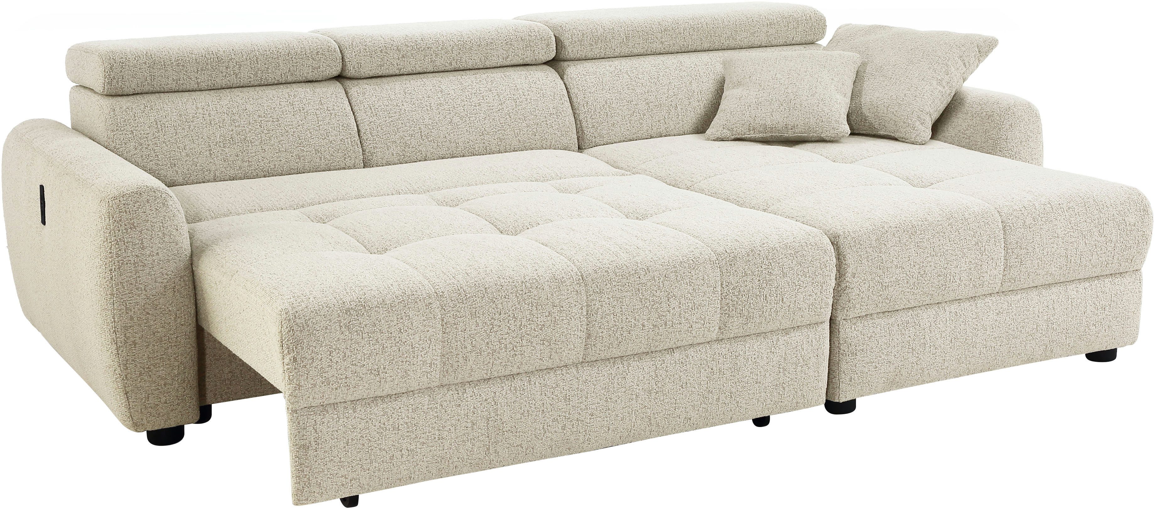 Jockenhöfer Gruppe Ecksofa Move, L-Form, B: 270cm, mit 60 cm elektrischer Sitztiefenverstellung, 140kg Belastbarkeit je Sitz, Kopfteilverstellung & USB-Anschluss