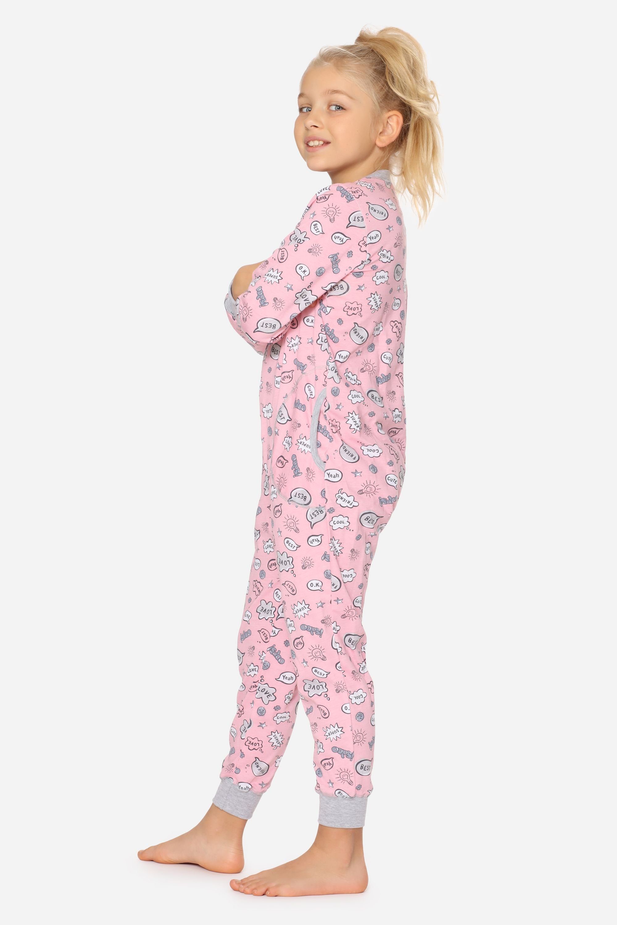 MS10-186 Schlafanzug Merry Mädchen Schlafanzug Wolken Style Rosa Jumpsuit