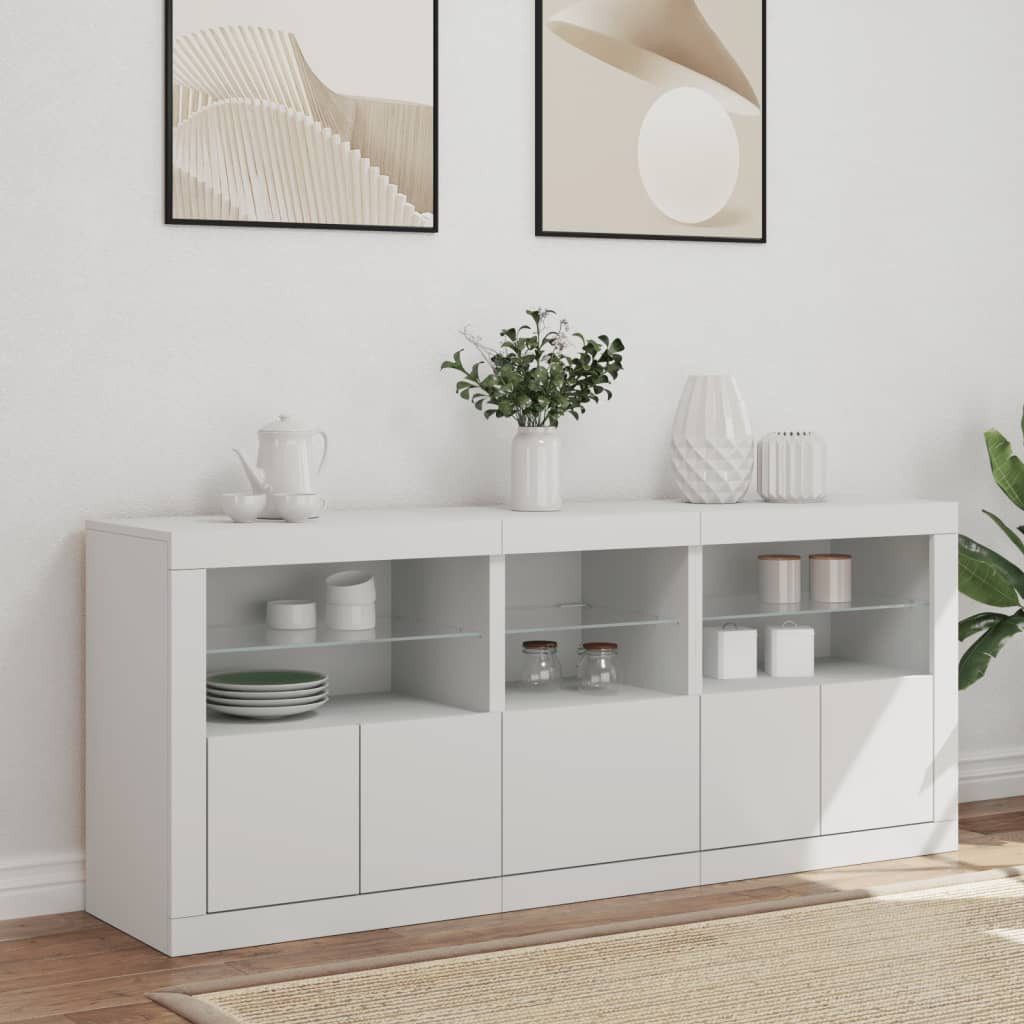 vidaXL Sideboard Sideboard mit LED-Leuchten Weiß günstig online kaufen