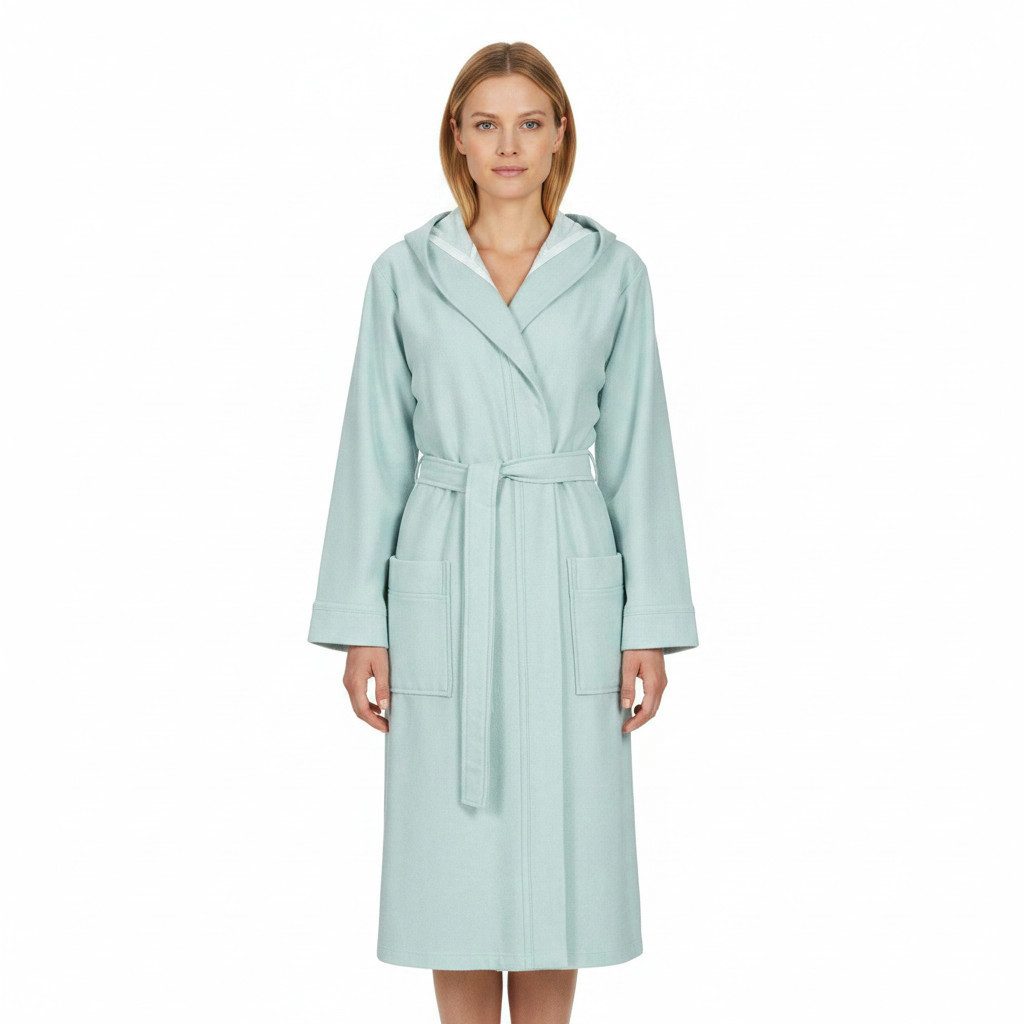 Ringella Unisex-Bademantel aus Frottee mit Kapuze und Bindegürtel, aufgesetzte Taschen, 45% Viskose 35% Polyester 20% Baumwolle (Frottee), Kapuze, Gürtel, Länge ca. 120 cm