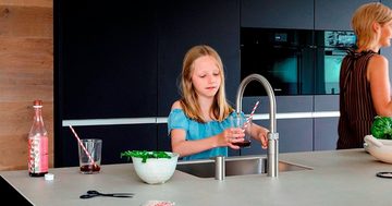 QUOOKER Küchenarmatur QUOOKER FUSION ROUND Messing Combi B mit CUBE 2 (22FRPTNCUBE) (2-St) 100°C Kochendwasserhahn mit Trinkwassersystem