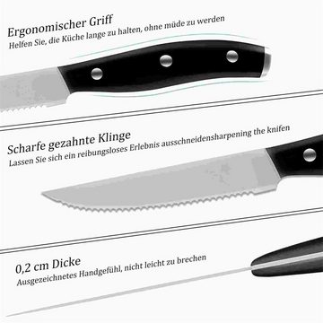 MDHAND Steakmesser Steakmesser, 4 Stück, Geschenkbox (4 Stück), Multifunktionelle Edelstahlmesser