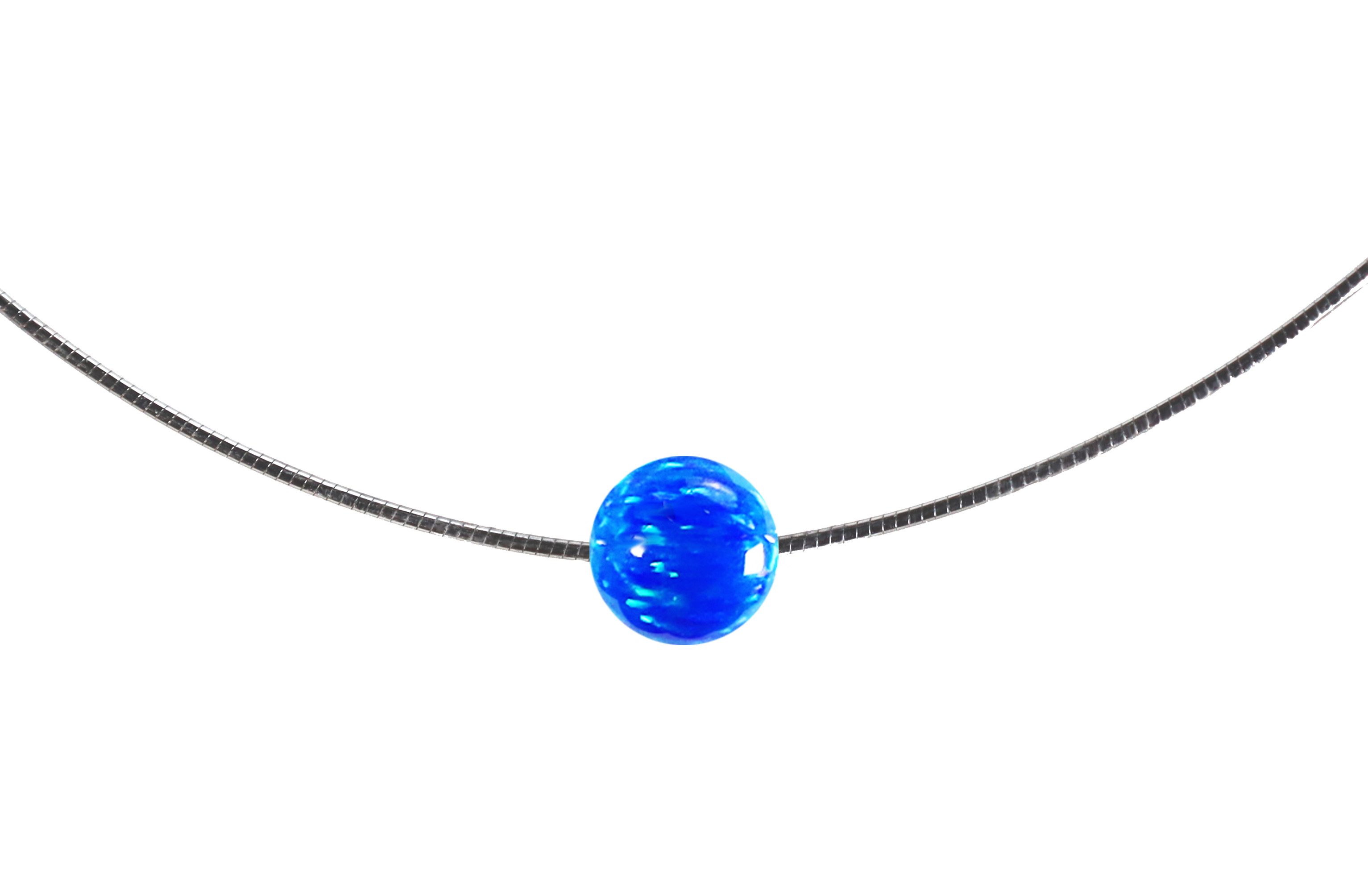 Edellis Kette mit Anhänger Omega-Halskette mit blauem Opal 8mm, gefasst in 925 Sterling Silber