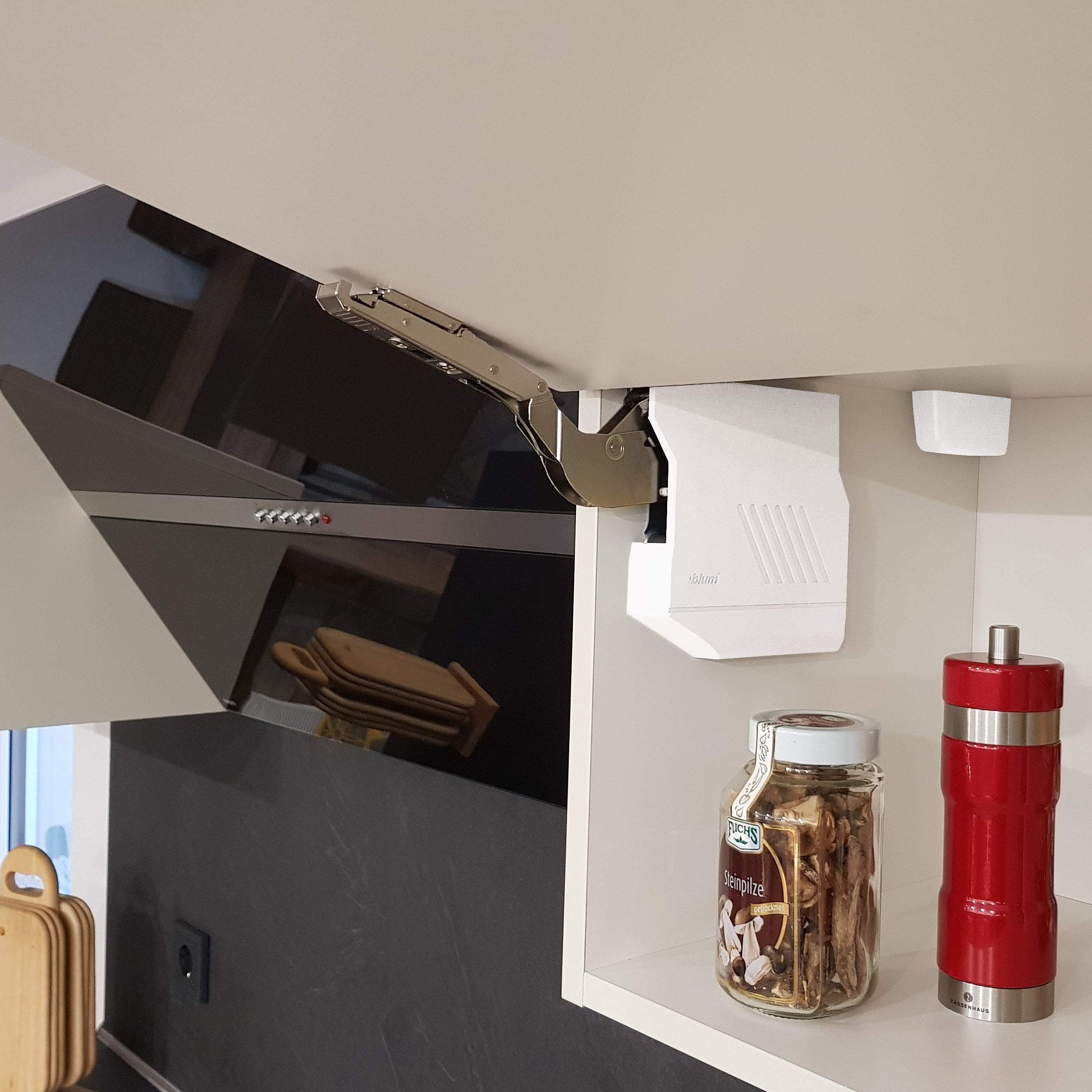 blum Möbelbeschlag Komplettset Aventos HK-S Klappenbeschlag seidenweiß inkl. Ab, inkl. Abdeckkappen