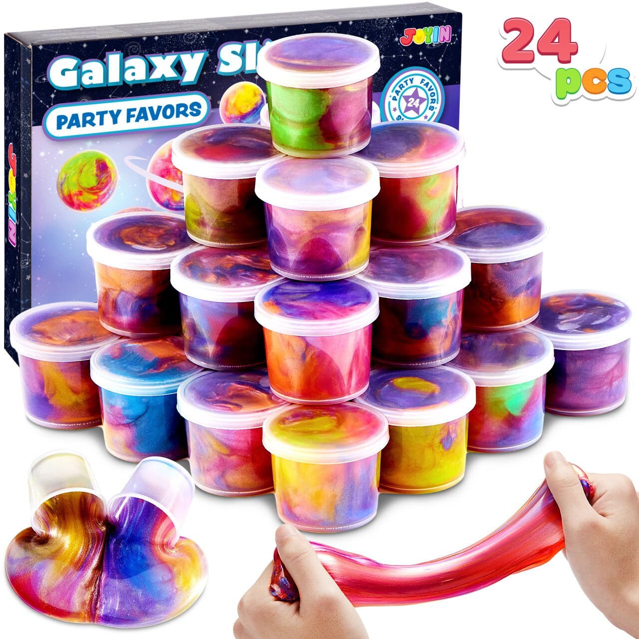 JOYIN Knete JOYIN 24er Set Galaxy Slime–24 Becher, 3 Farbvarianten, nicht klebend (24-tlg)