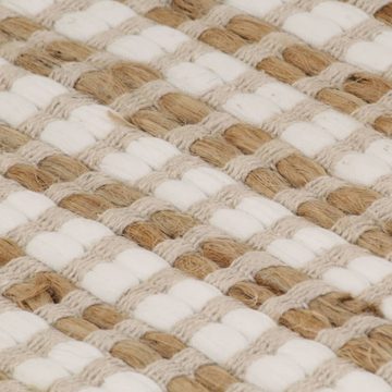 Teppich Handgewebter Teppich Jute Stoff 120 x 180 cm Natur und Weiß, vidaXL, Rechteckig