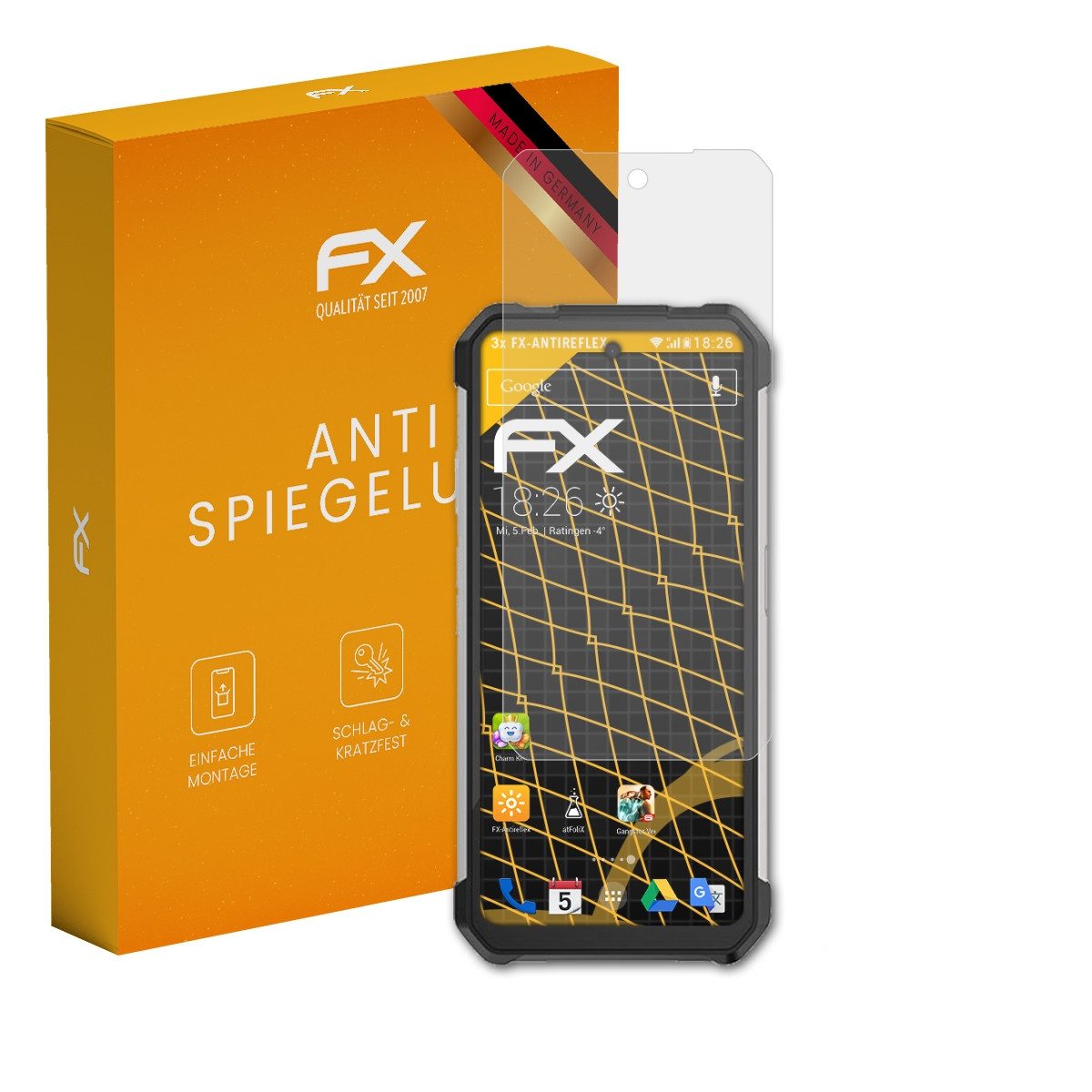 atFoliX Schutzfolie für Unihertz Tank 2 Pro, (3 Folien), Entspiegelnd und stoßdämpfend