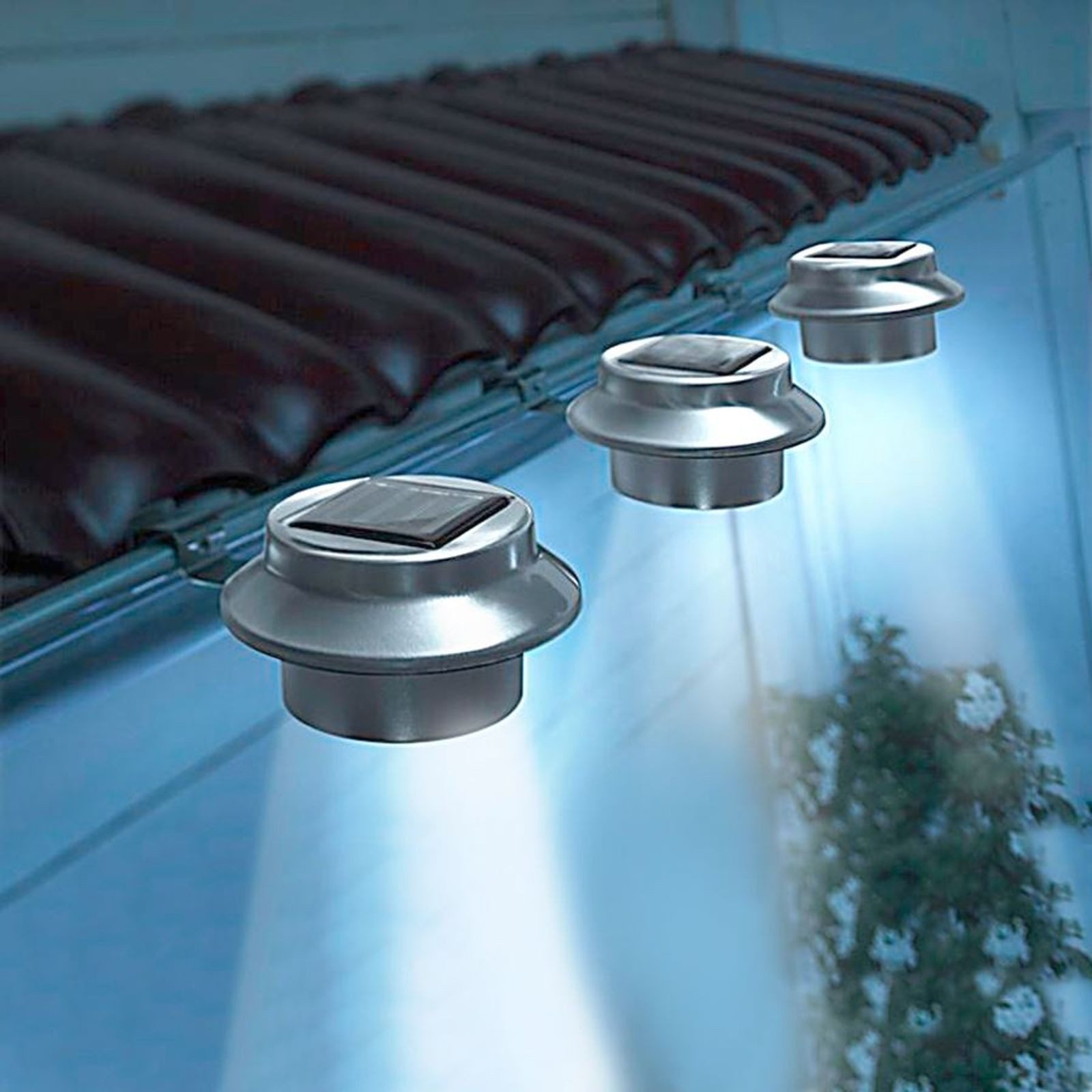 BURI Gartenleuchte LED Dachrinnenleuchten 3er-Set aus Edelstahl Zaunleuchte Wegelicht