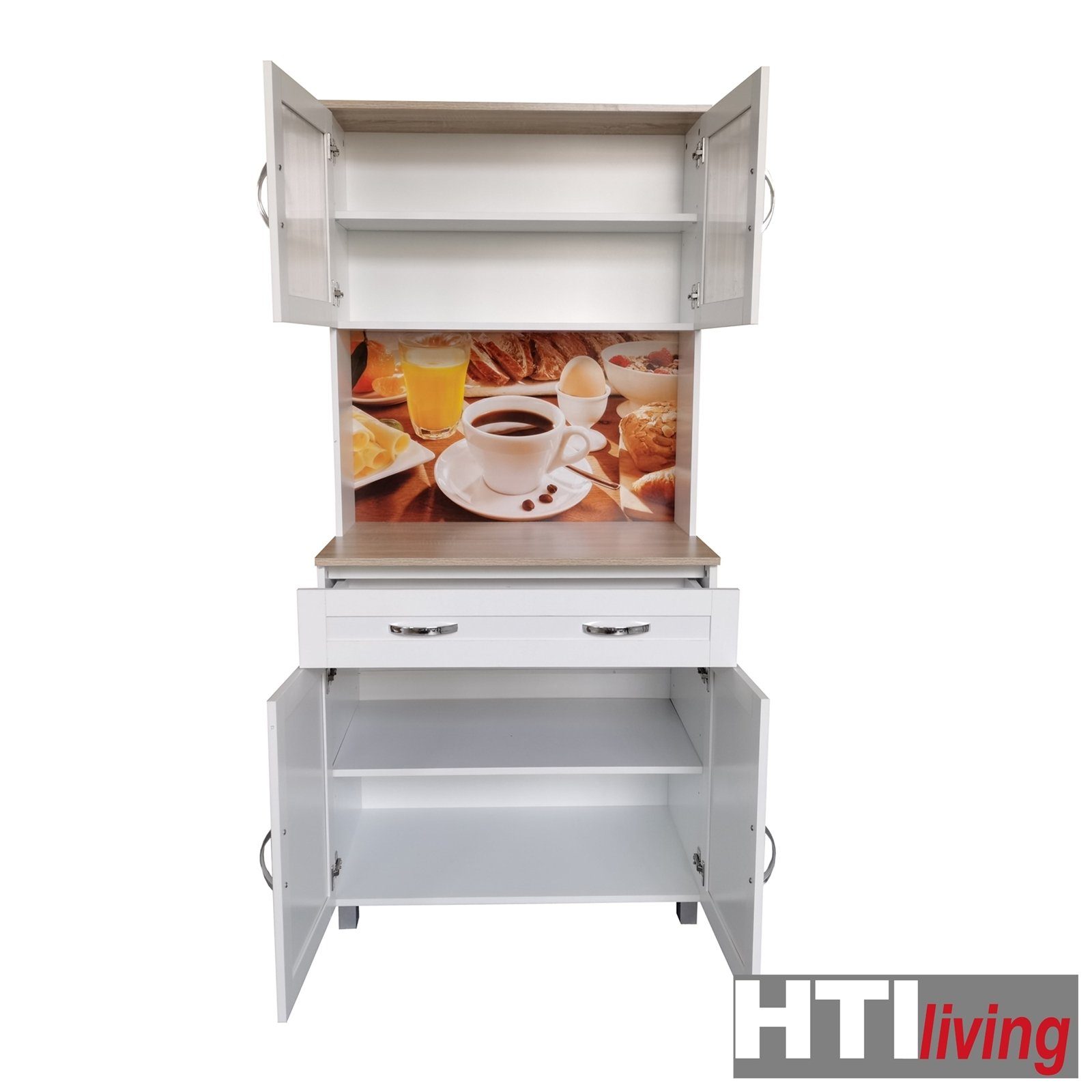 (1-St) Schublade HTI-Living Weiß Küchenschrank Hochschrank 1 Hochschrank Blanca Küchenbuffet Bistro