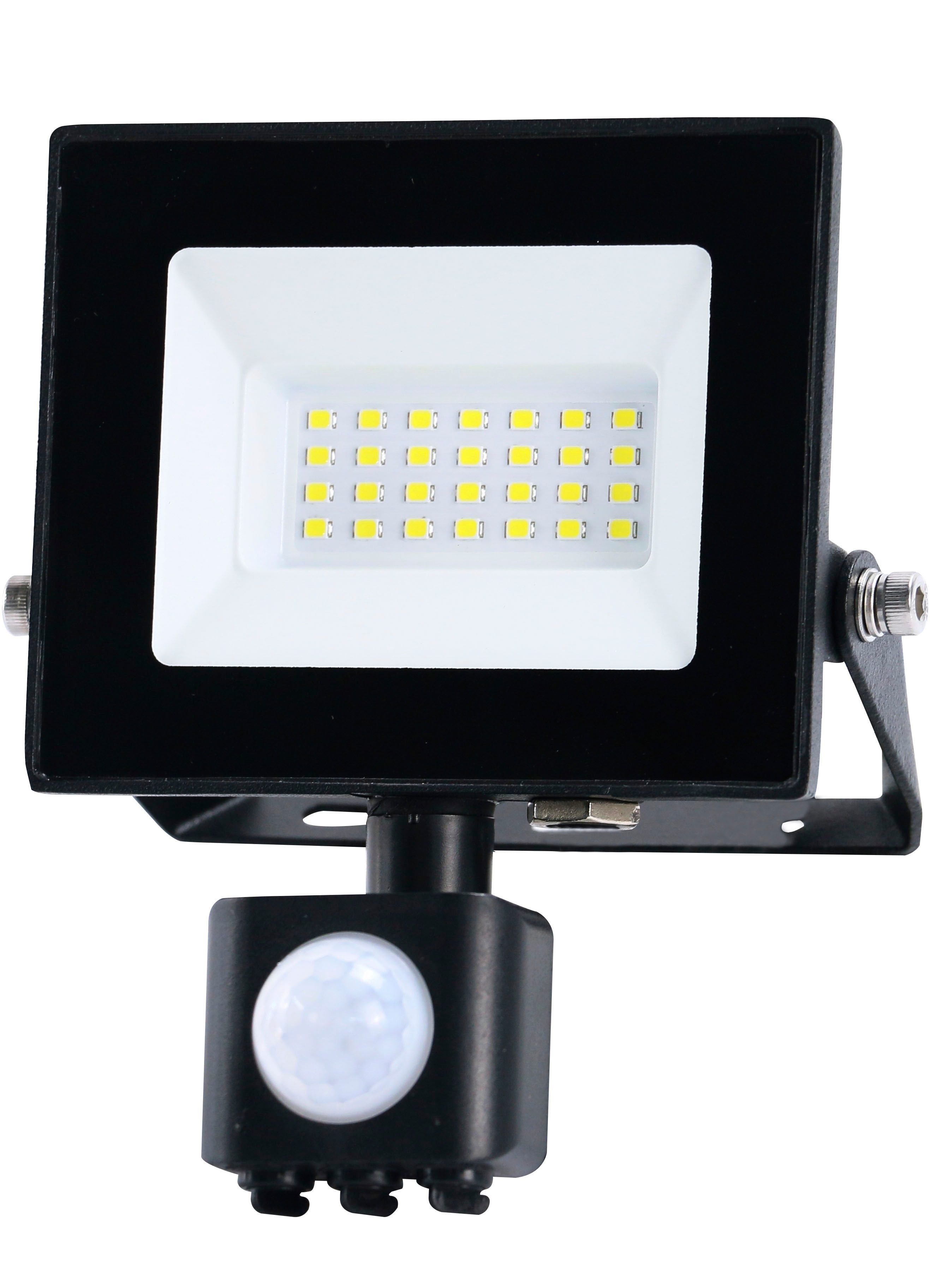 HEITRONIC LED Flutlichtstrahler LED Flutlichtstrahler BOLTON 2.0, LED fest integriert, 20 W. 3000 K. mit Sensor mit 500mm Anschlusskabel und freien Enden