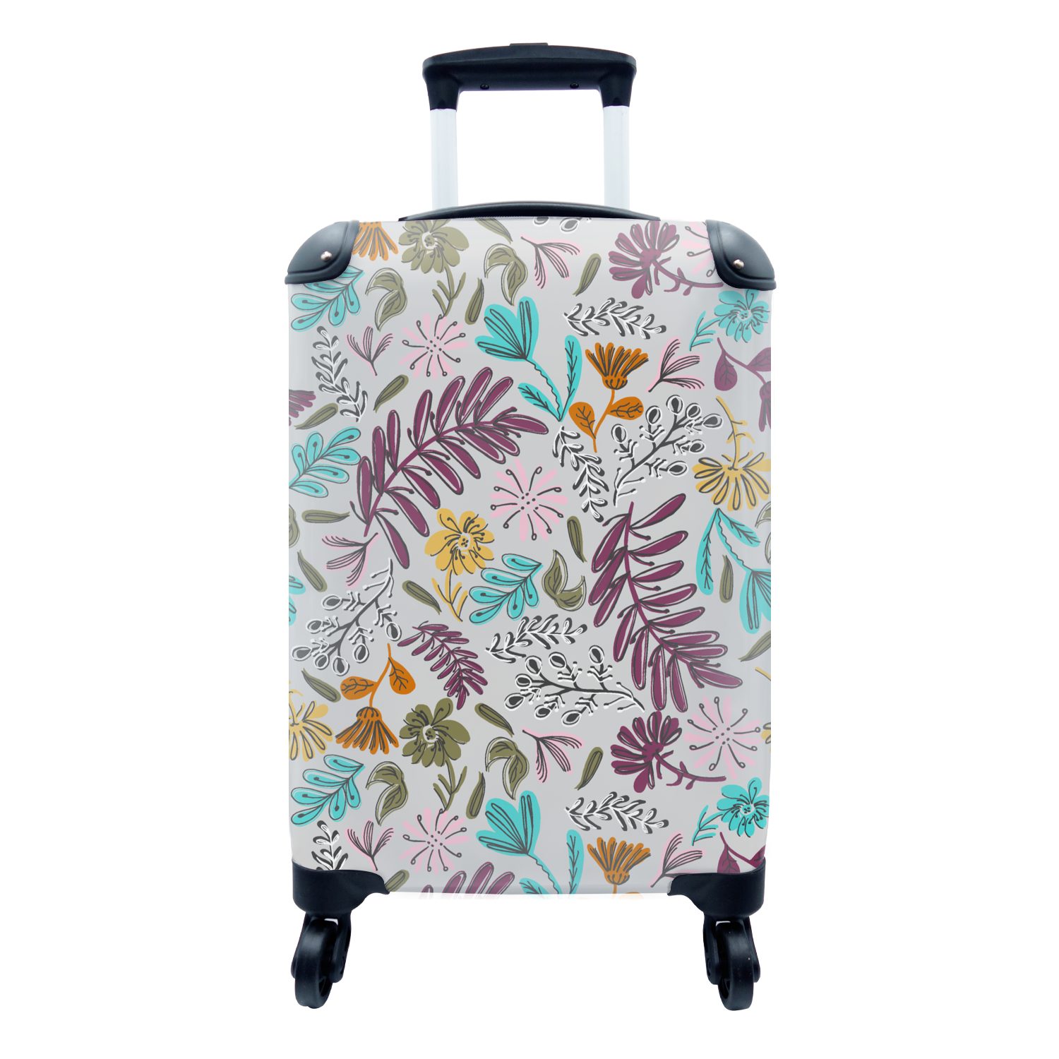 Trolley, Reisekoffer - - Reisetasche Muster, für MuchoWow rollen, Handgepäck Handgepäckkoffer Blumen mit Blätter 4 Rollen, Ferien,