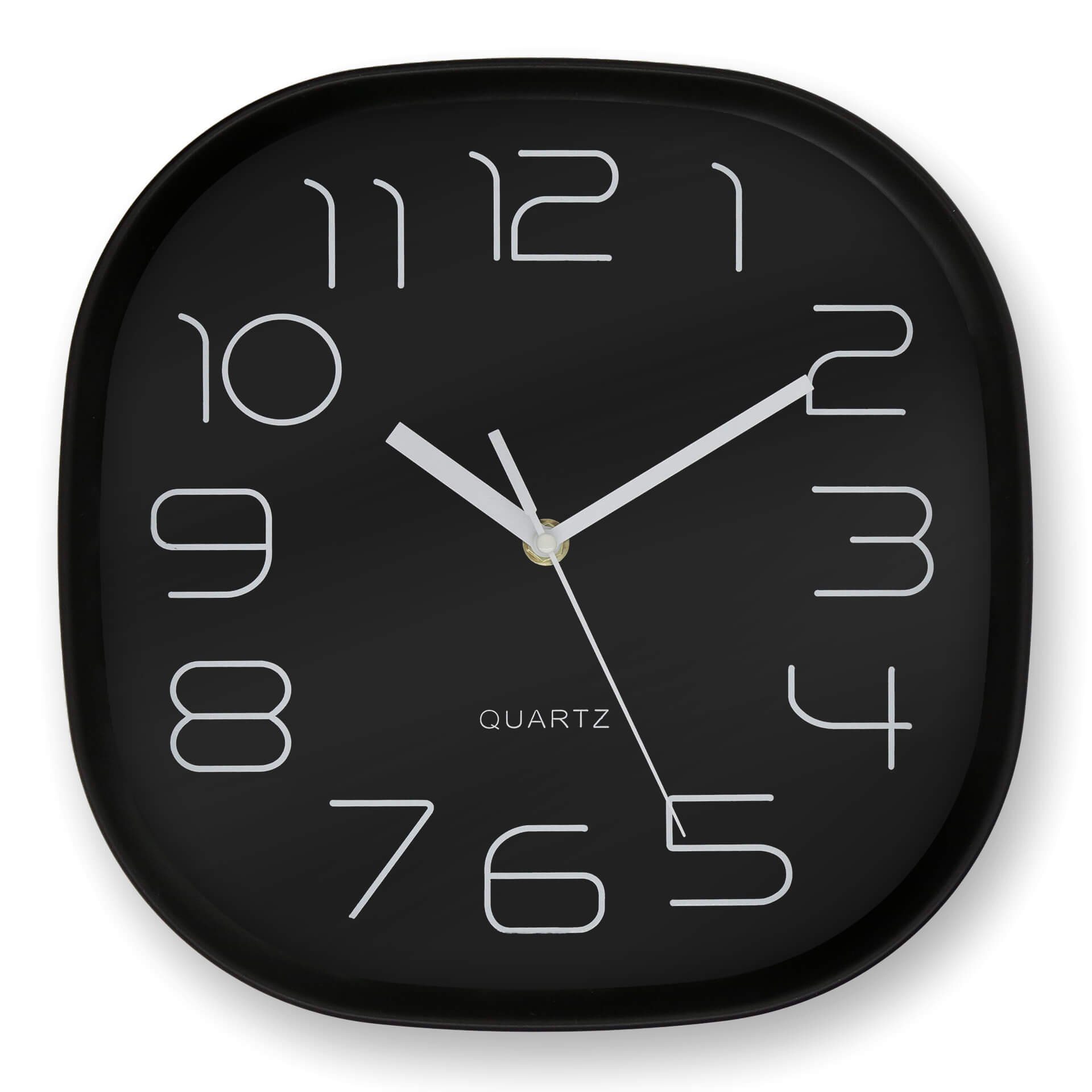 K&L Wall Art Wanduhr 28cm große Retro Wanduhr schwarz ohne Tickgeräusche Analoge Büro Uhr lautlos (hochwertiges Quarz Uhrwerk)