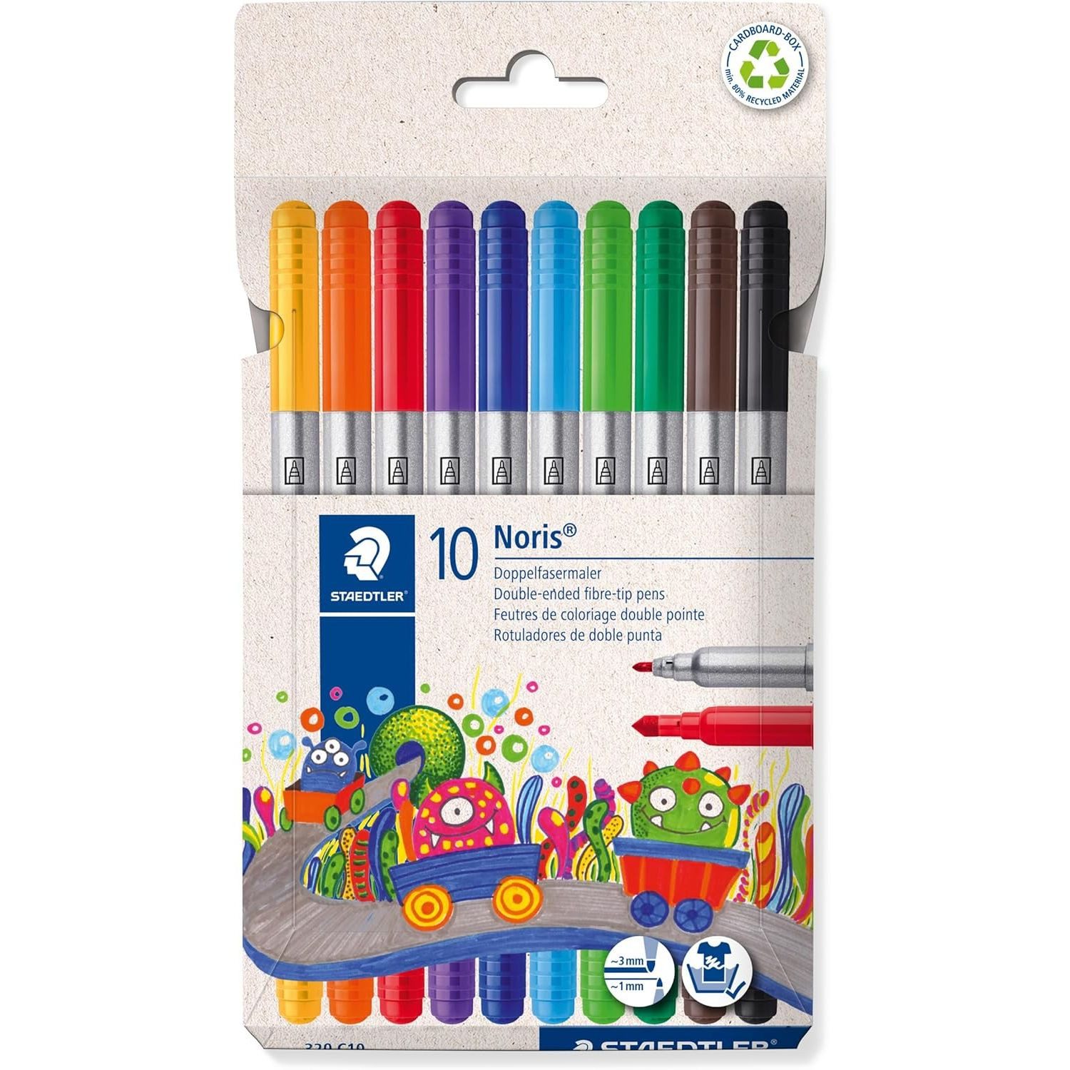 STAEDTLER Filzstift STAEDTLER Doppel-Fasermaler Noris, 10er