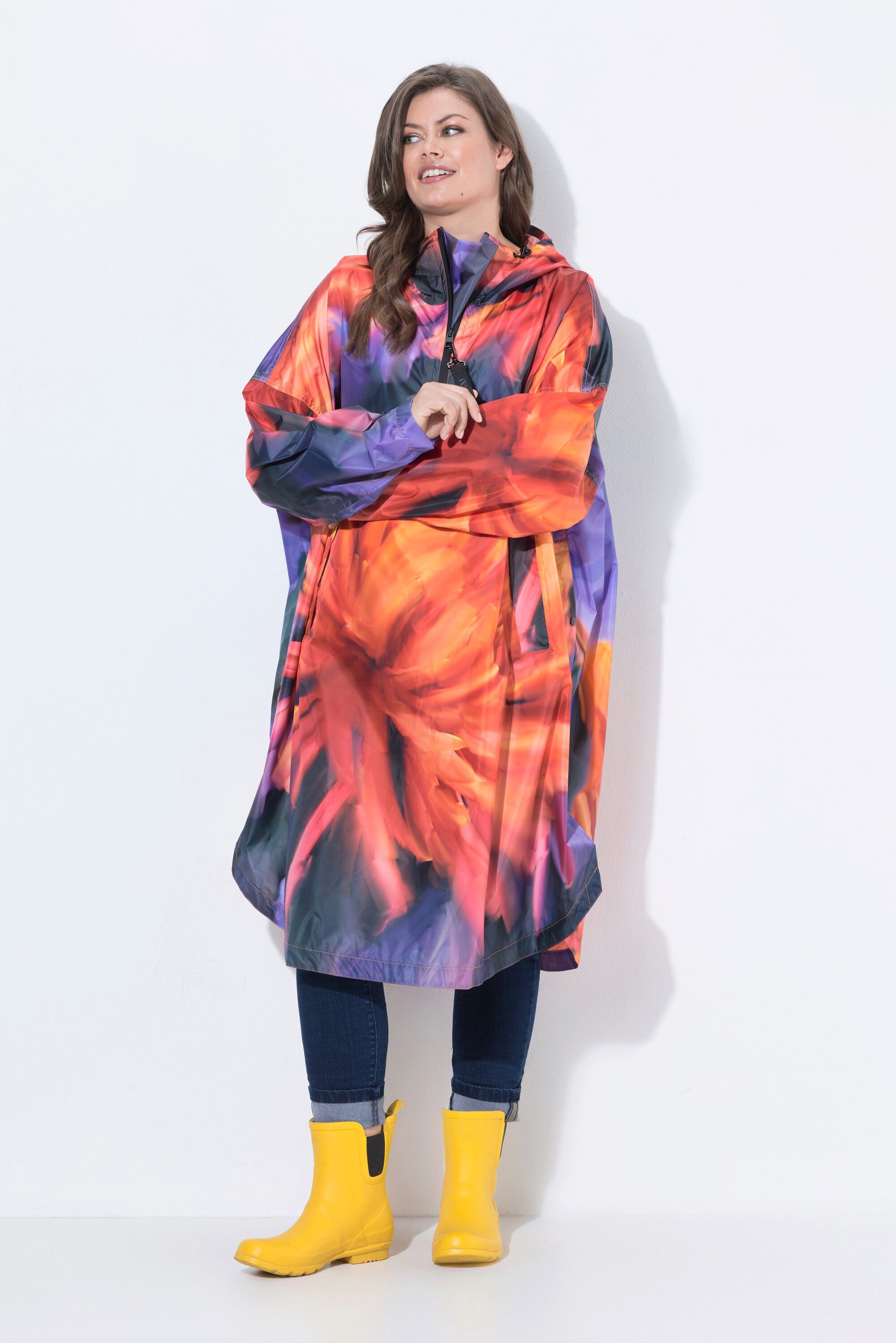 Funktionsjacke Funktions-Regencape Unisex Print Kapuze