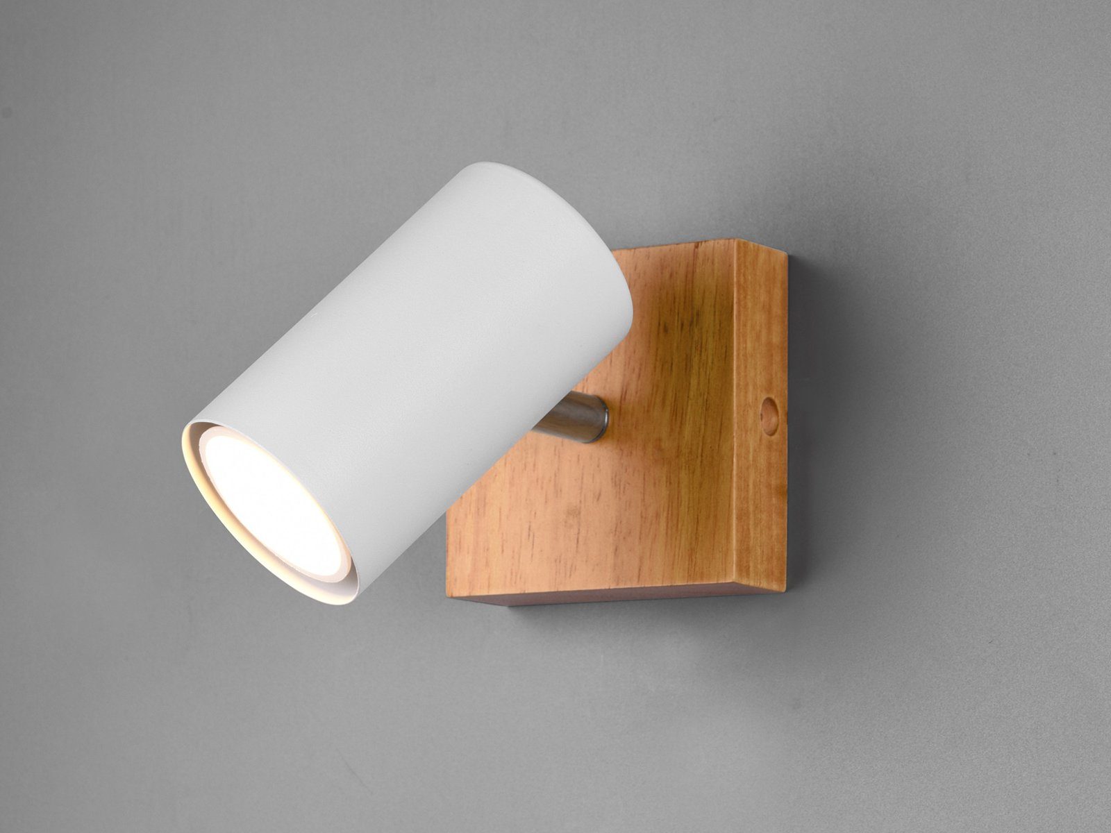 TRIO Leuchten LED Wandstrahler, Dimmfunktion, LED wechselbar, Warmweiß, innen kleine Lese-lampe Bett, Wand-leuchte Holz-lampe Weiß, Höhe 16cm