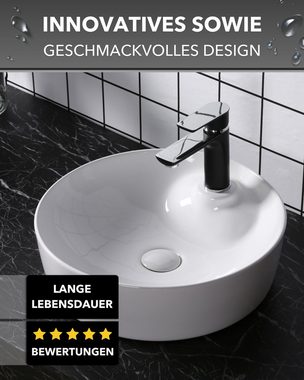 ART OF BAAN Aufsatzwaschbecken Design Waschbecken Aufsatz mit Lotus Effekt, weiß, 435*435*130, Nano Beschichtung