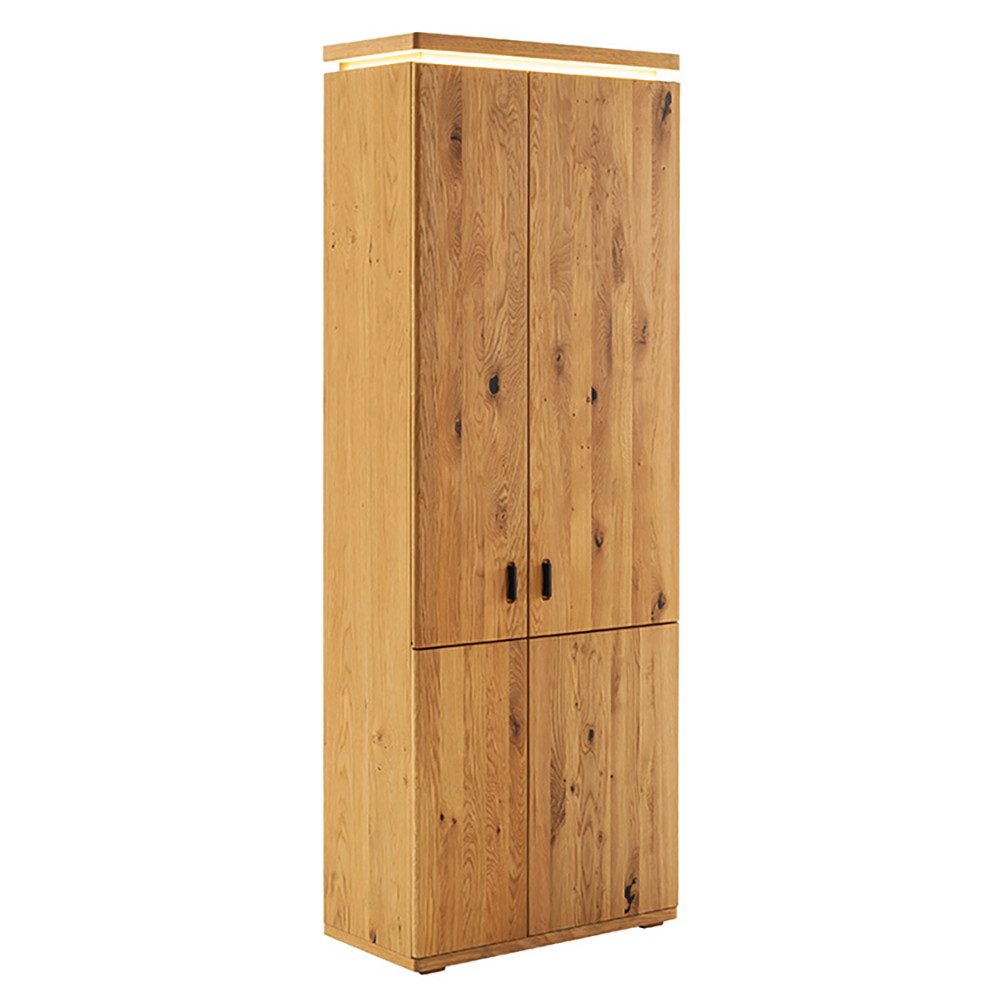 Lomadox Garderobenschrank BELLAMONTE-05 Balkeneiche teilmassiv, montiert, ausziehbare Kleiderstange