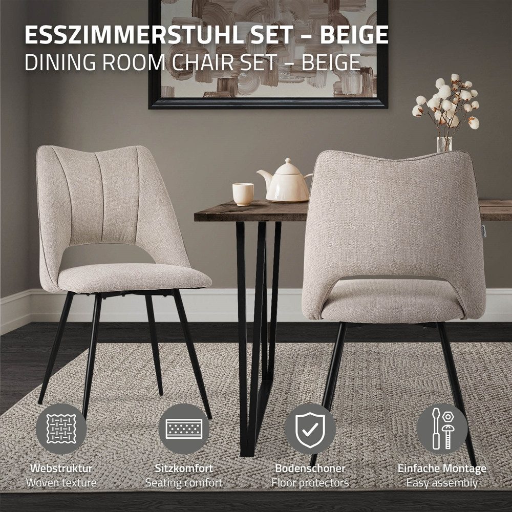 ML-DESIGN Stuhl Esszimmerstühle mit Rückenlehne moderne Design Lounge Küchenstühle (4 St), Polsterstuhl Esstischstühle 4er Set Clubsessel Polyester bis 120kg – Bild 2 von 5