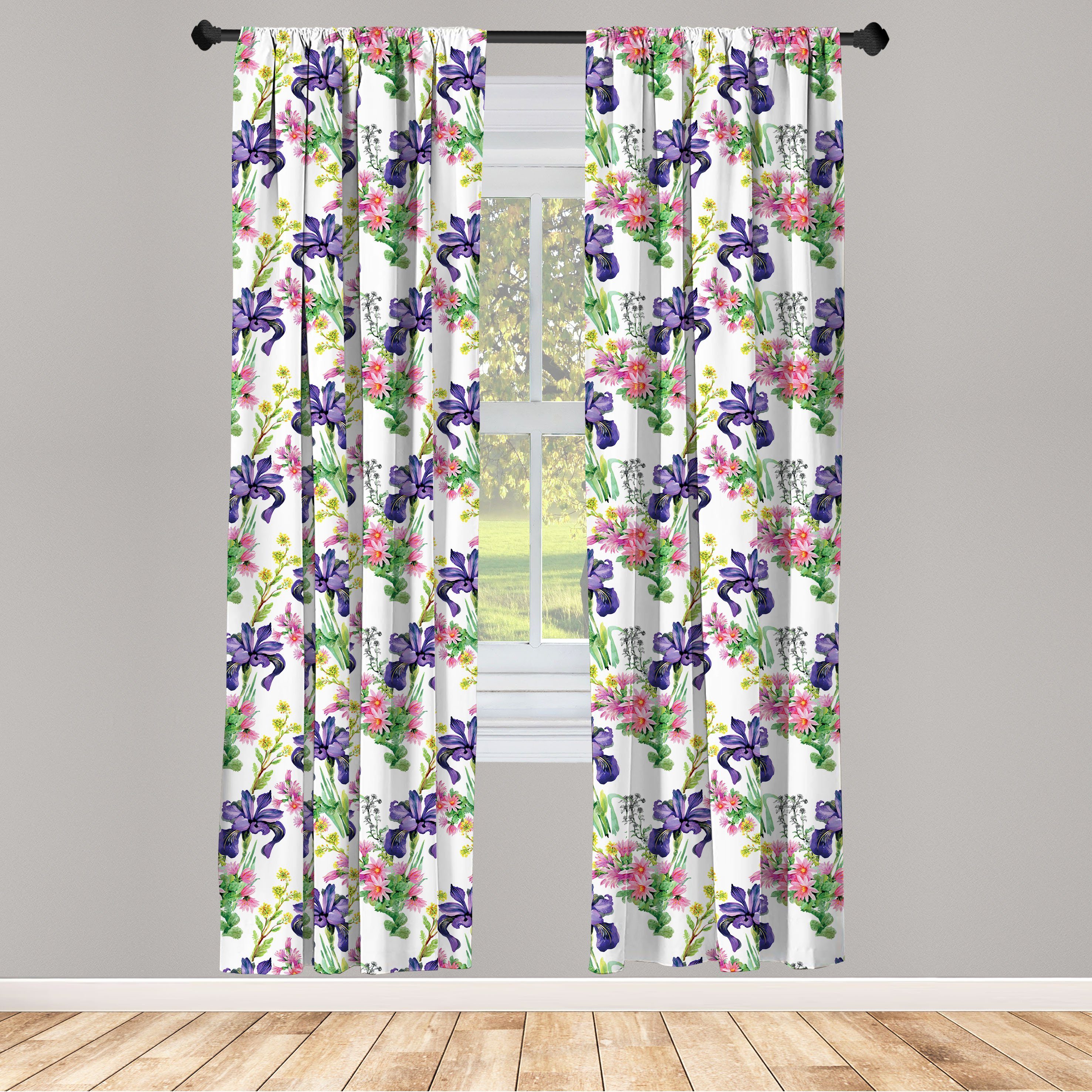 Gardine Vorhang für Wohnzimmer Schlafzimmer Dekor, Abakuhaus, Microfaser, Blumen Garten Blooming Tiny Orchideen