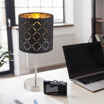 etc-shop Tischleuchte, Leuchtmittel nicht inklusive, Design Tisch Lampe Schlaf Zimmer Strahler Schalter Textil Muster