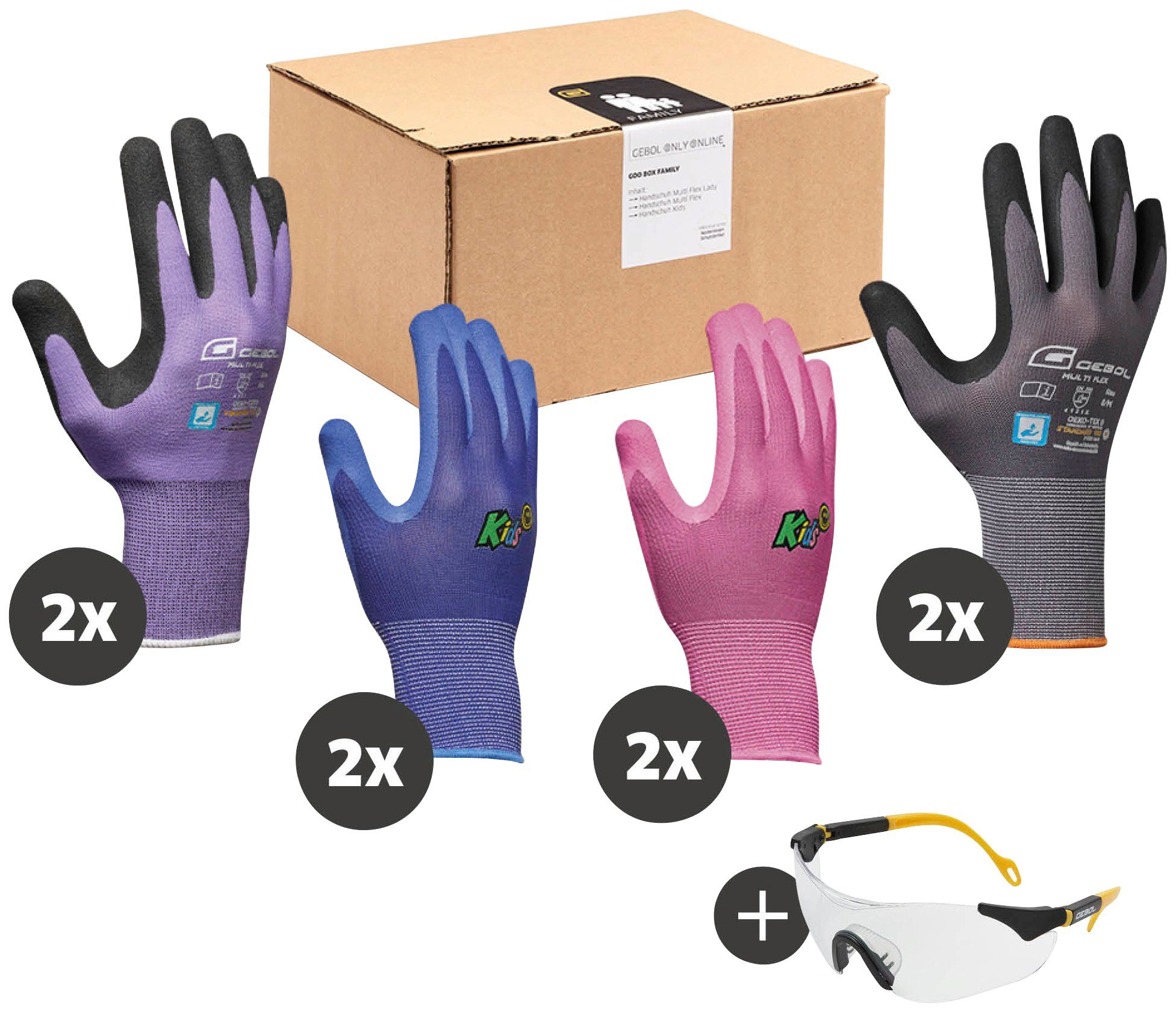 und Handschuhe Schutzbrille Gebol hochwertige 1 Paar Family Gartenhandschuhe 8