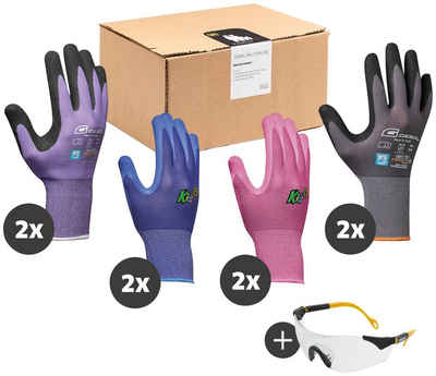 Gebol Gartenhandschuhe »Family« 8 Paar hochwertige Handschuhe und 1 Schutzbrille