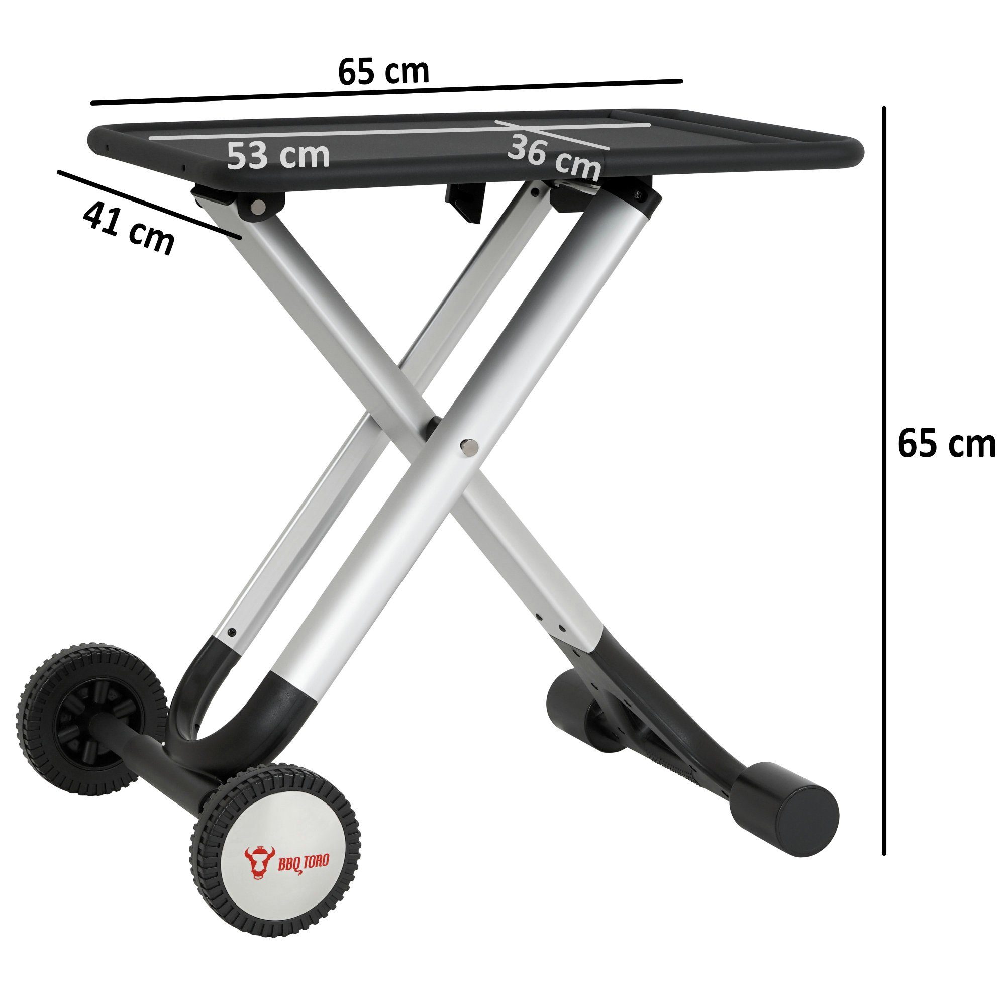 BBQ-Toro Grillablagetisch Klapptisch Grillwagen, Rollwagen zum Grillen, Beistellwagen