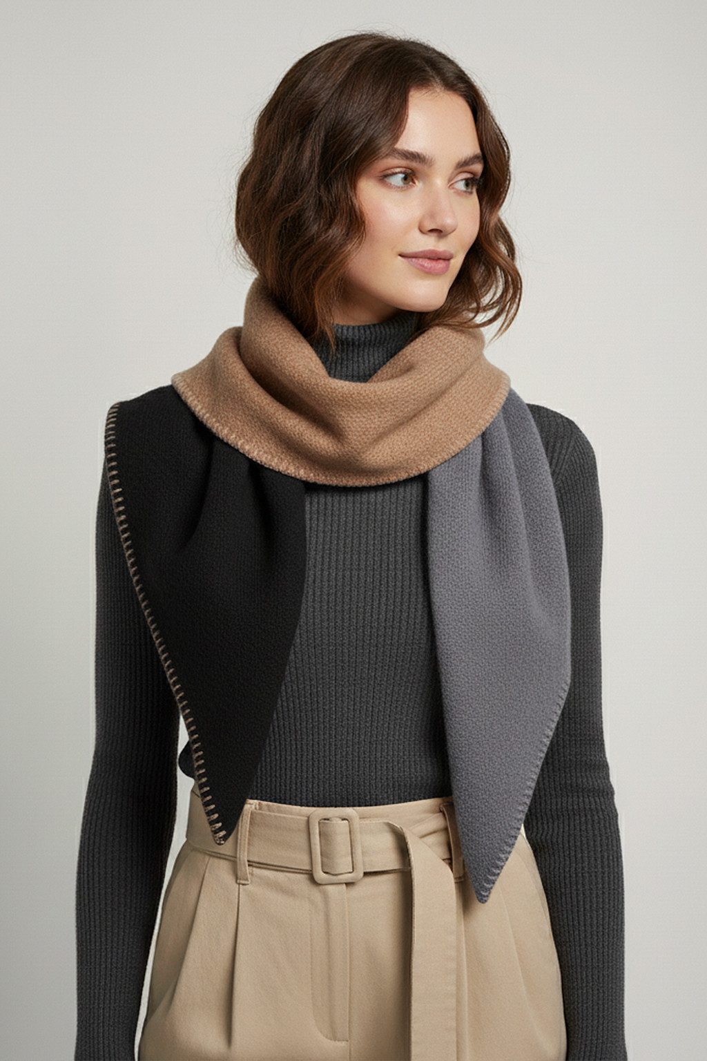 Faera Modeschal Modern mit Kontrastnaht, (1-St), 9429 in Anthrazit günstig online kaufen