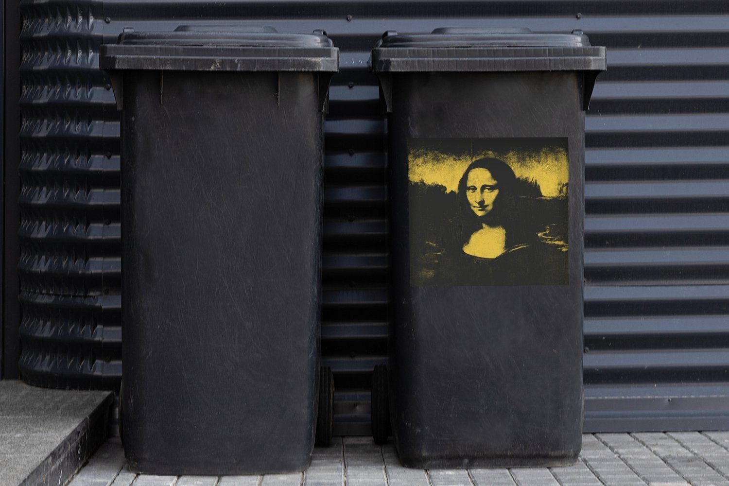 MuchoWow Wandsticker Mona Kunst Sticker, Mülleimer-aufkleber, Mülltonne, Lisa Vinci St), (1 Abfalbehälter Container, Leonardo - da 
