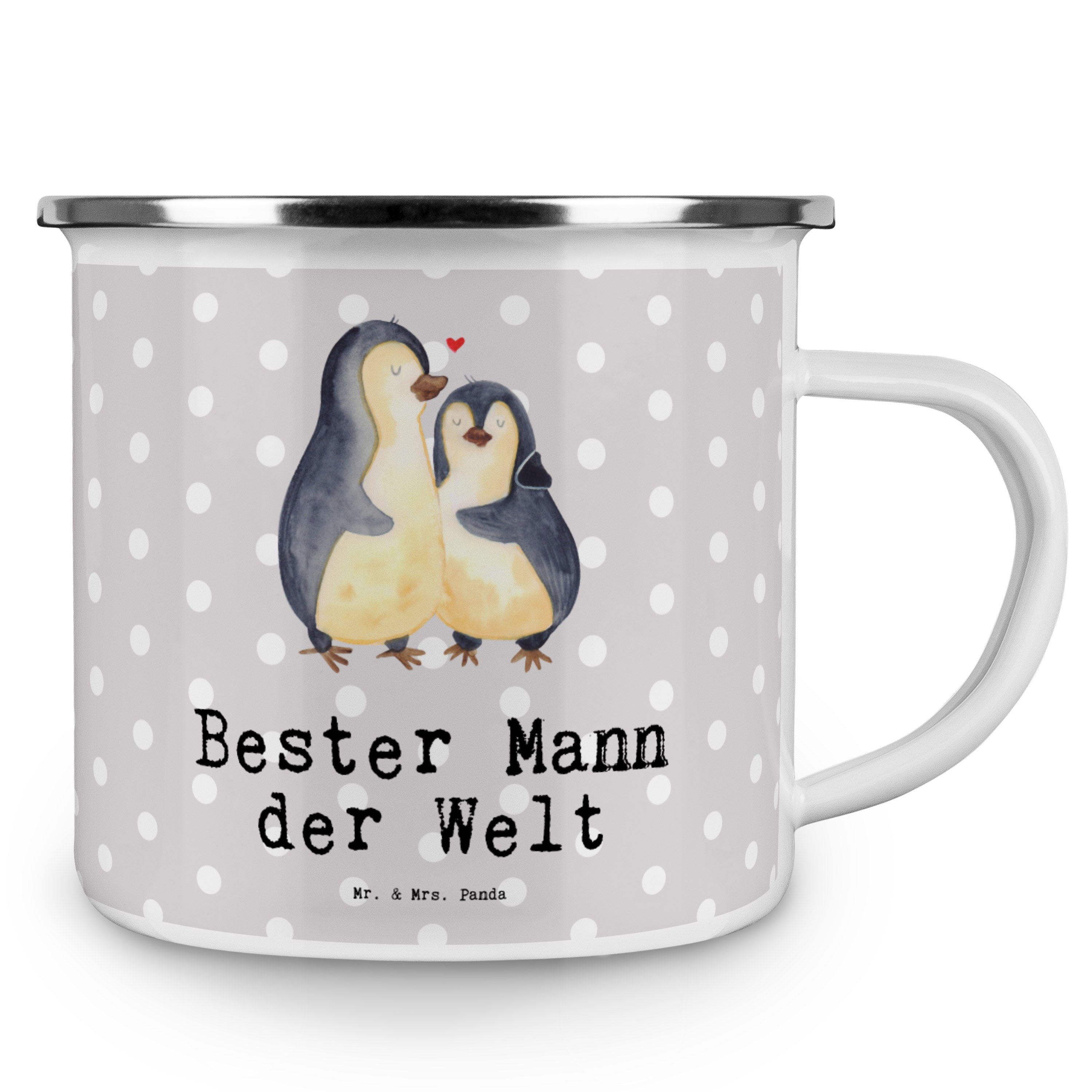 & Mann - Mr. - Grau Pinguin der Emaille Geschenk, Welt Panda Bester Pastell Trinkbecher, Mrs. Becher