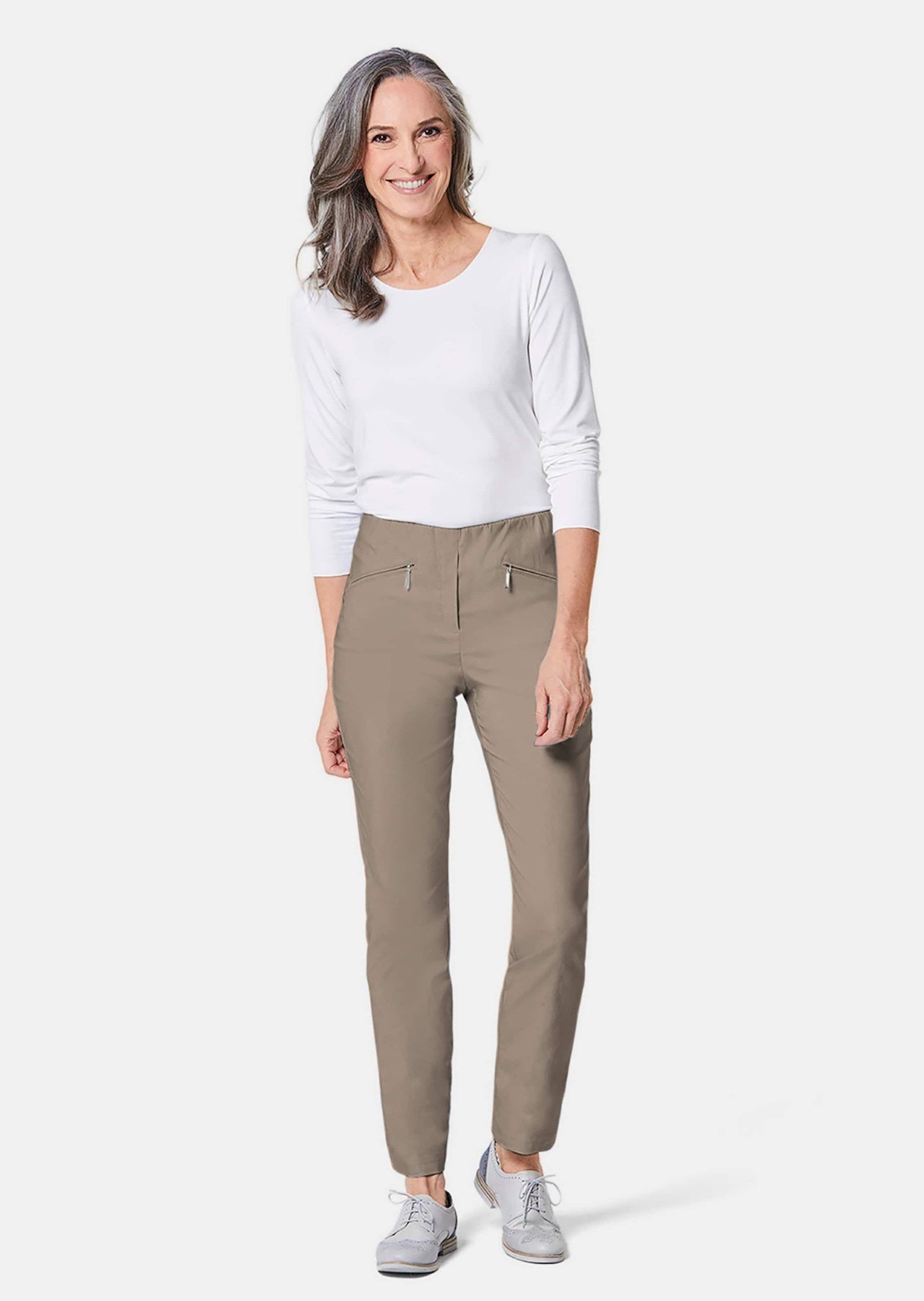 GOLDNER Stoffhose Kurzgröße: Schlupfhose LOUISA mit Steppnähten Komfortable Stretchhose, Slim Fit, mit Taschen – Bild 2 von 5