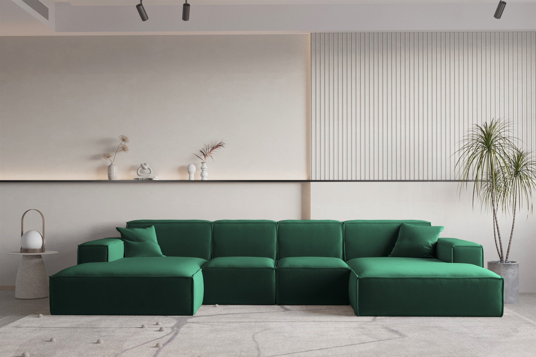 Fun Möbel Wohnlandschaft U-Form CELES PREMIUM XS, Breite 342 cm, inkl. 2 Zierkissen