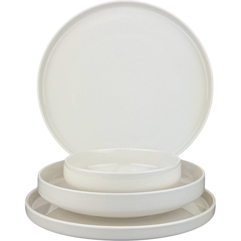 Weisse Rose Geschirr-Set Geschirr-Set MARIA (24-tlg), 6 Personen, Porzellan, Spülmaschinen- & Mikrowellengeeignet, Klassisches Geschirr-Set