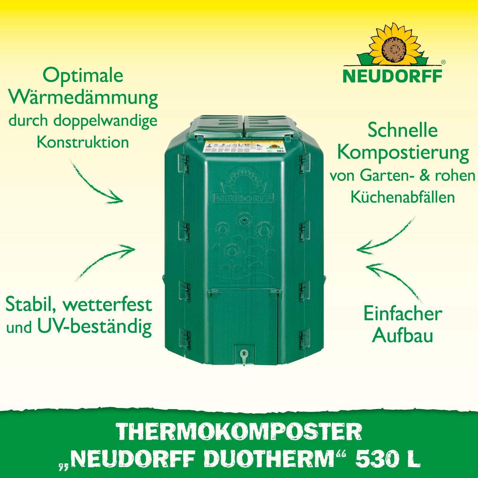 Neudorff Thermokomposter Thermokomposter DuoTherm 530 Liter + Mäusegitter