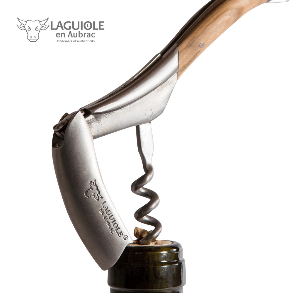 Laguiole en Aubrac Korkenzieher Kellnermesser Olive, Sommelier, original mit Zertifikat und Holzbox, aus Frankreich