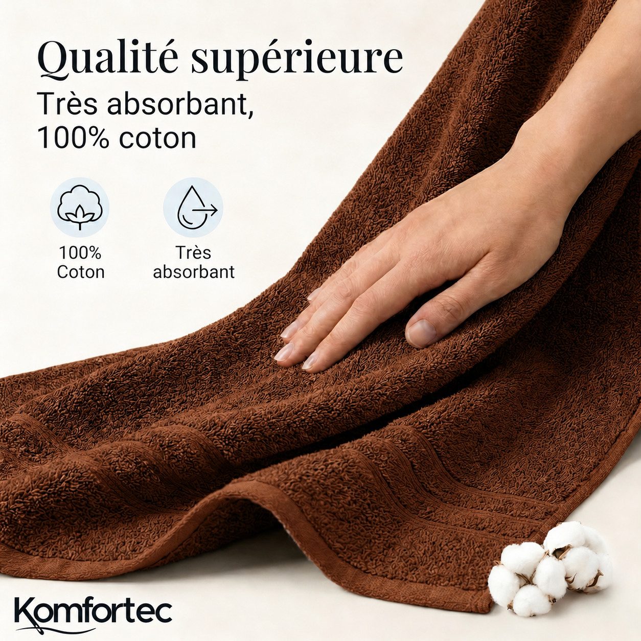 Komfortec Saunatuch 100x200 cm Badetuch aus 100% Baumwolle, Frottee (1-St), extra Große, Schnelltrocknend – Bild 3 von 5