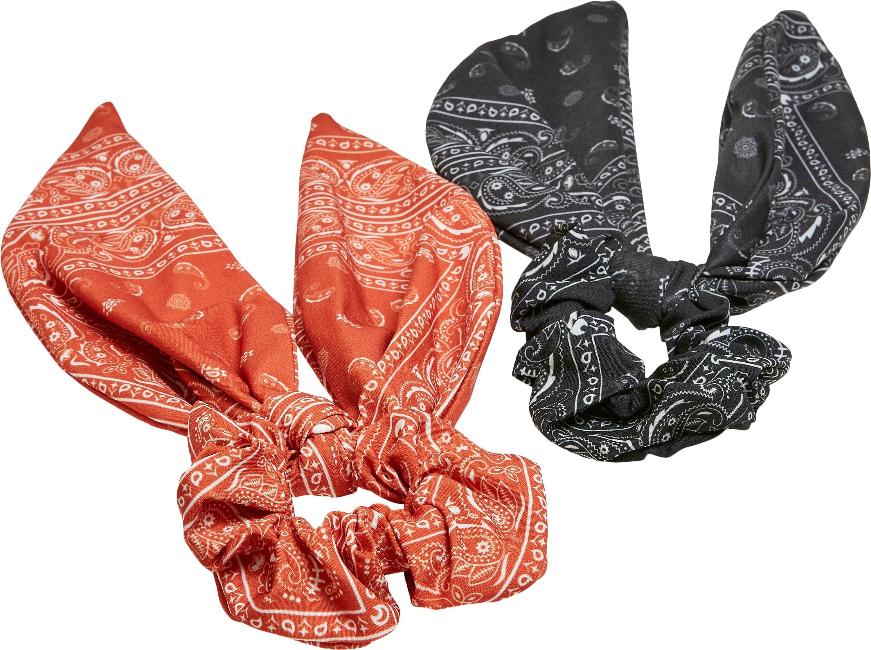 Accessoires Schmuckset 2-Pack XXL CLASSICS With Print orange/black Bow Scrunchies Bandana URBAN (1-tlg)