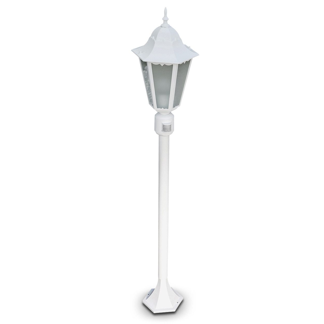hofstein Außen-Stehlampe »Fabiano« Außenleuchte mit Bewegungsmelder, Aluguss in Weiß, ohne Leuchtmittel, mit Milchglas-Scheiben, Wegeleuchte 122cm, E27, IP44. Reduzierter Preis € 69,99. Unverbindliche Preisempfehlung € 94,90