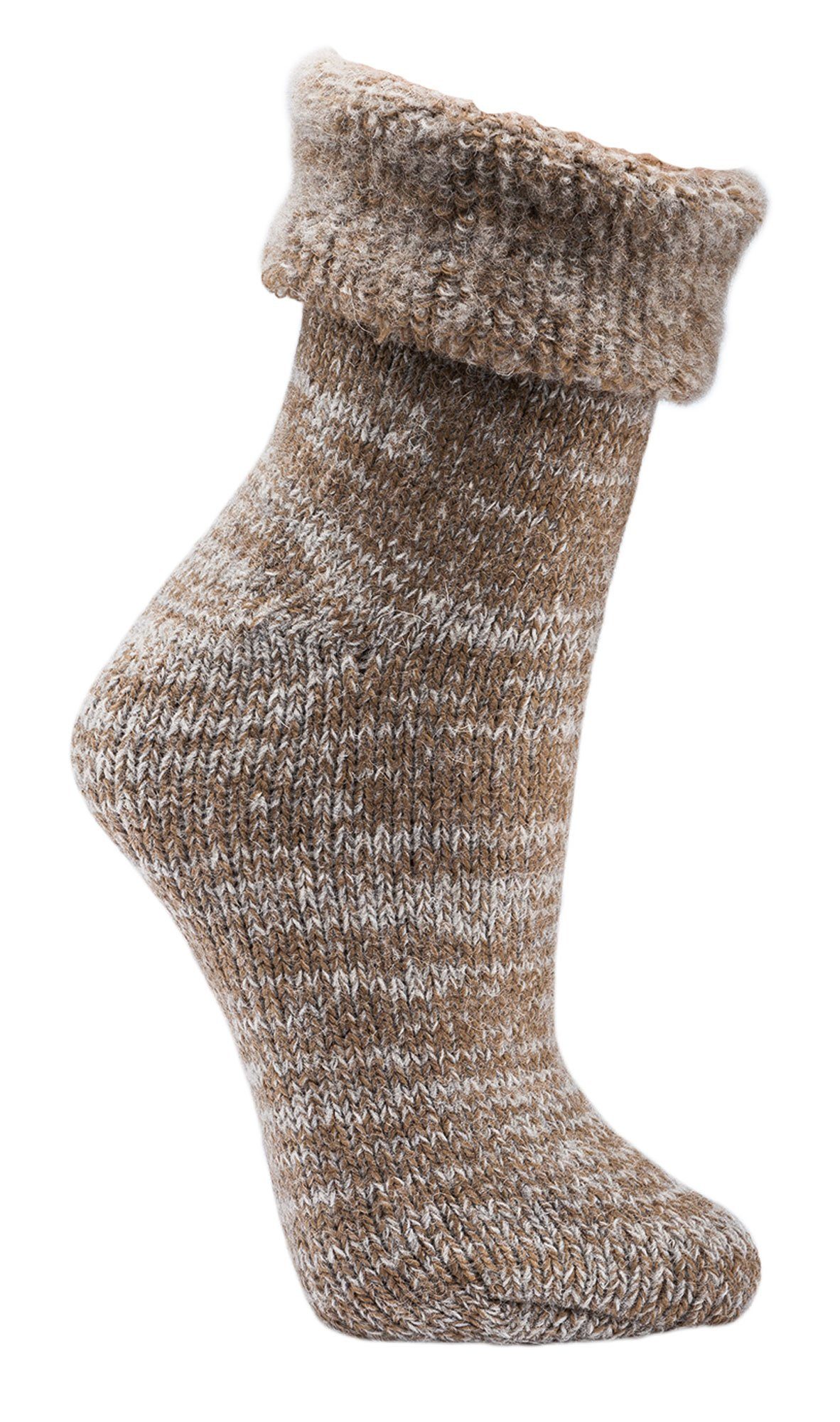 Wolle MEGA 63% Thermosocken Homesocks Wowerat extra Paar) (1 beigemelange Socken warme dick Socken