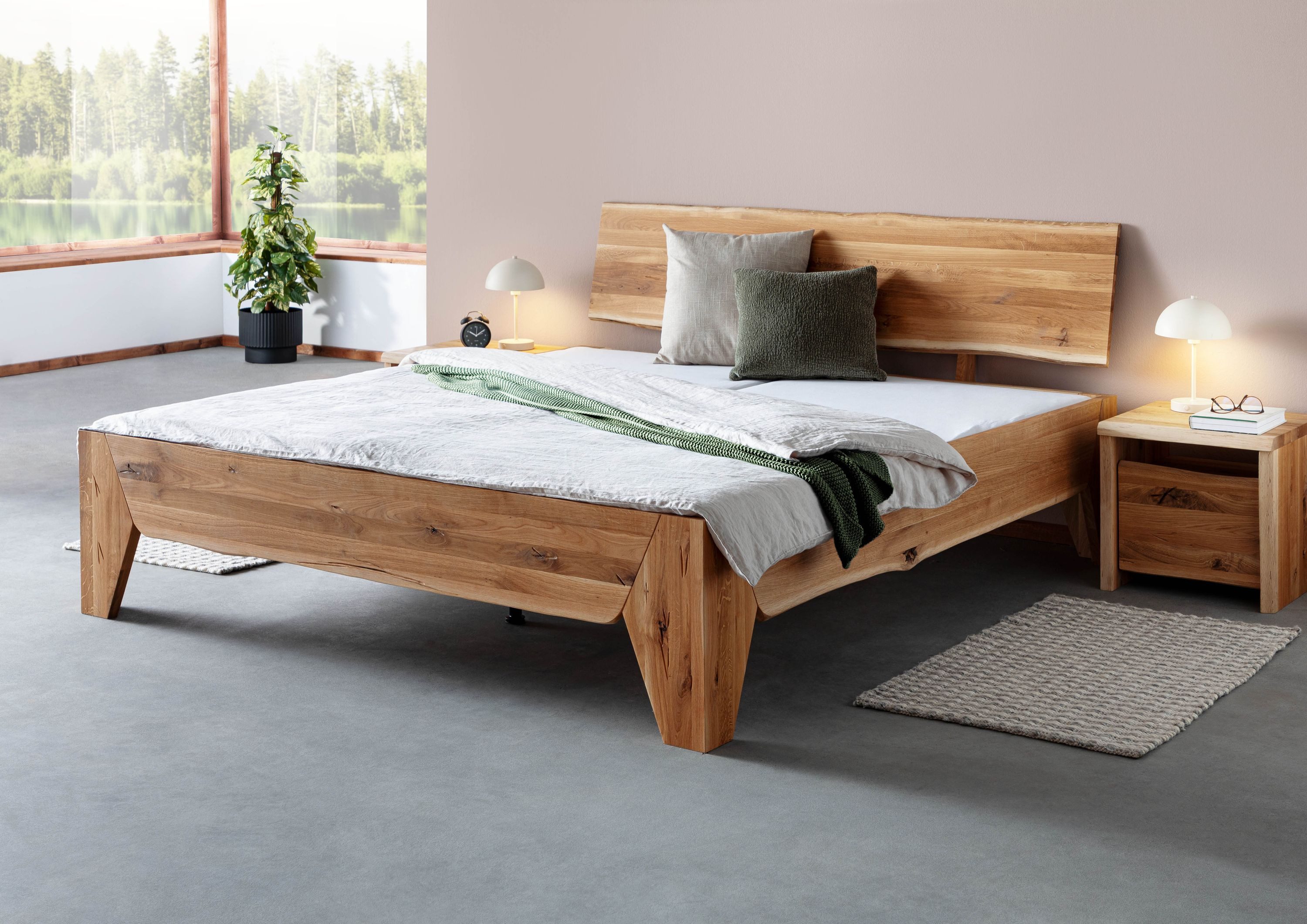 Massivmoebel24 Massivholzbett PURE OAK (Wildeiche 160x200 natur geölt PURE OAK #114), Wildeiche 160x200 natur geölt PURE OAK #114
